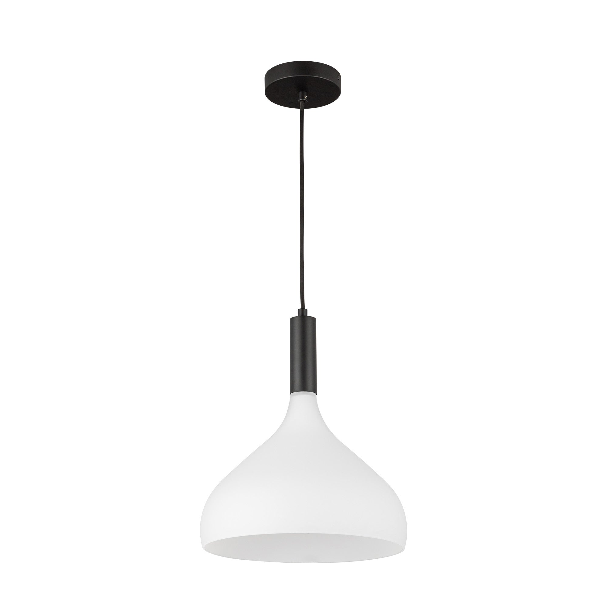 Belleview 12-in Matte Black/Opal Glass 1 Light Pendant