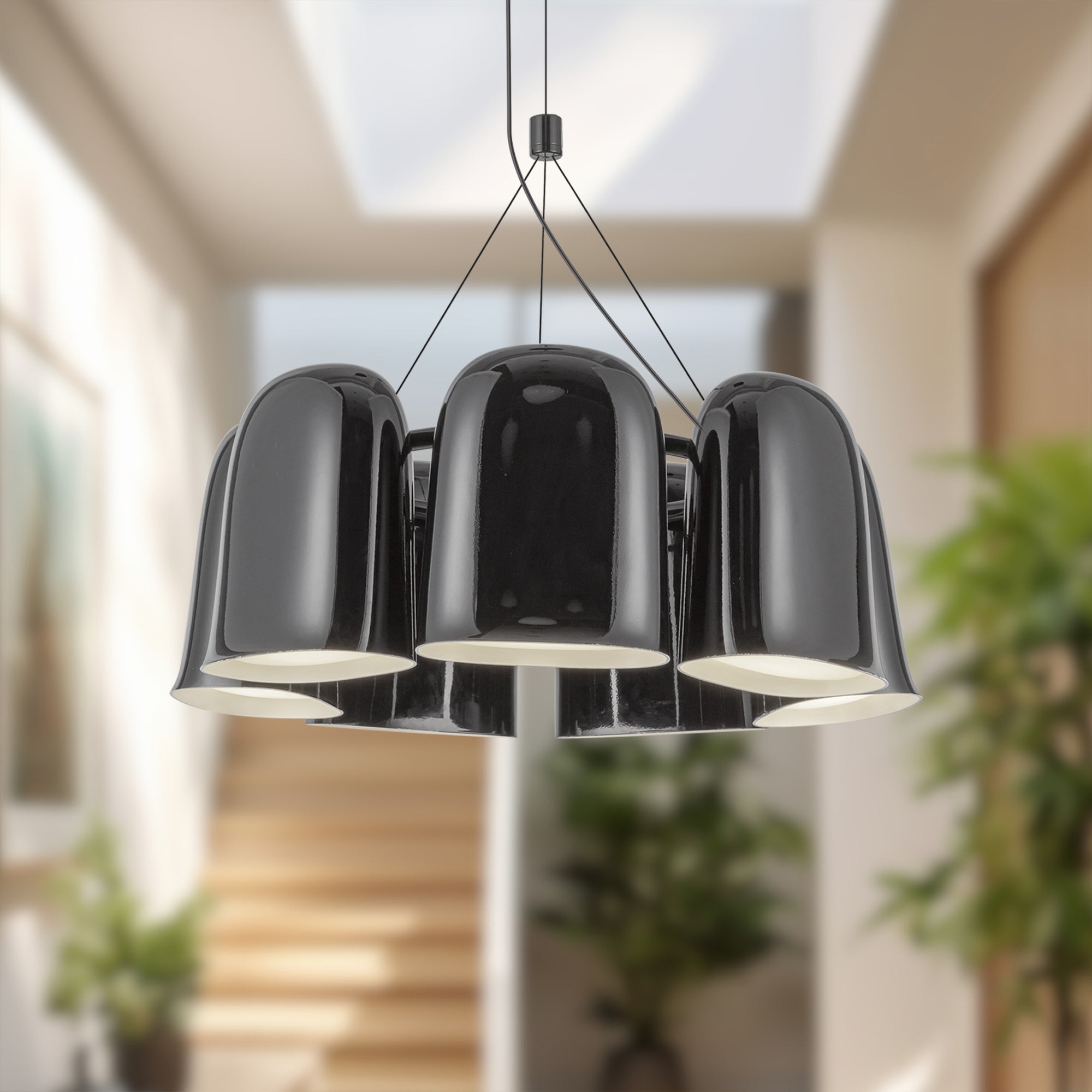 Bell 20-in Glossy Black LED Chandelier
