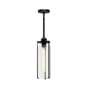 Belmont 5-in Clear Water Glass/Matte Black 1 Light Pendant