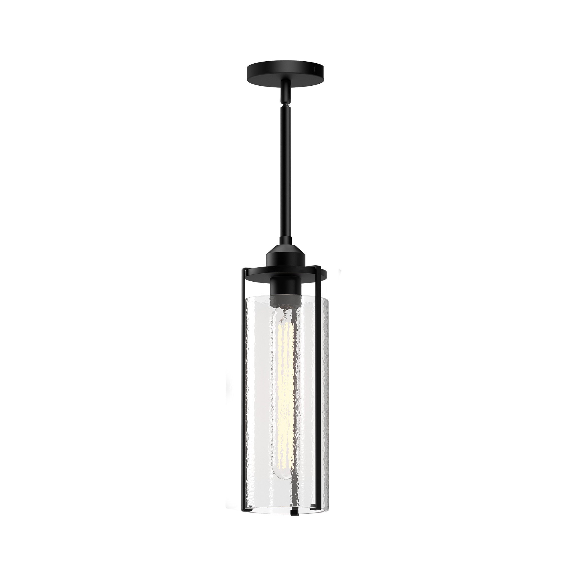 Belmont 5-in Clear Water Glass/Matte Black 1 Light Pendant
