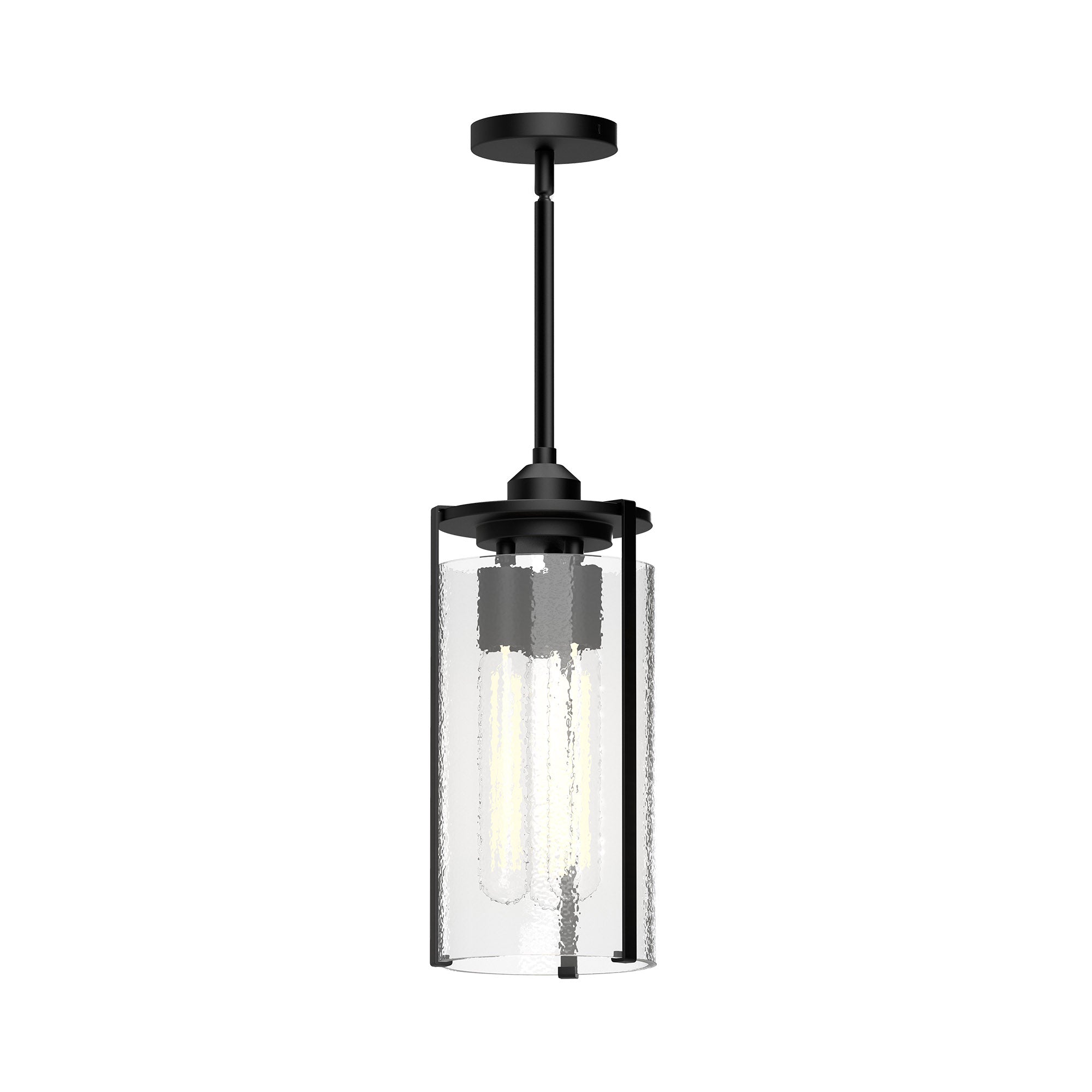 Belmont 7-in Clear Water Glass/Matte Black 3 Lights Pendant