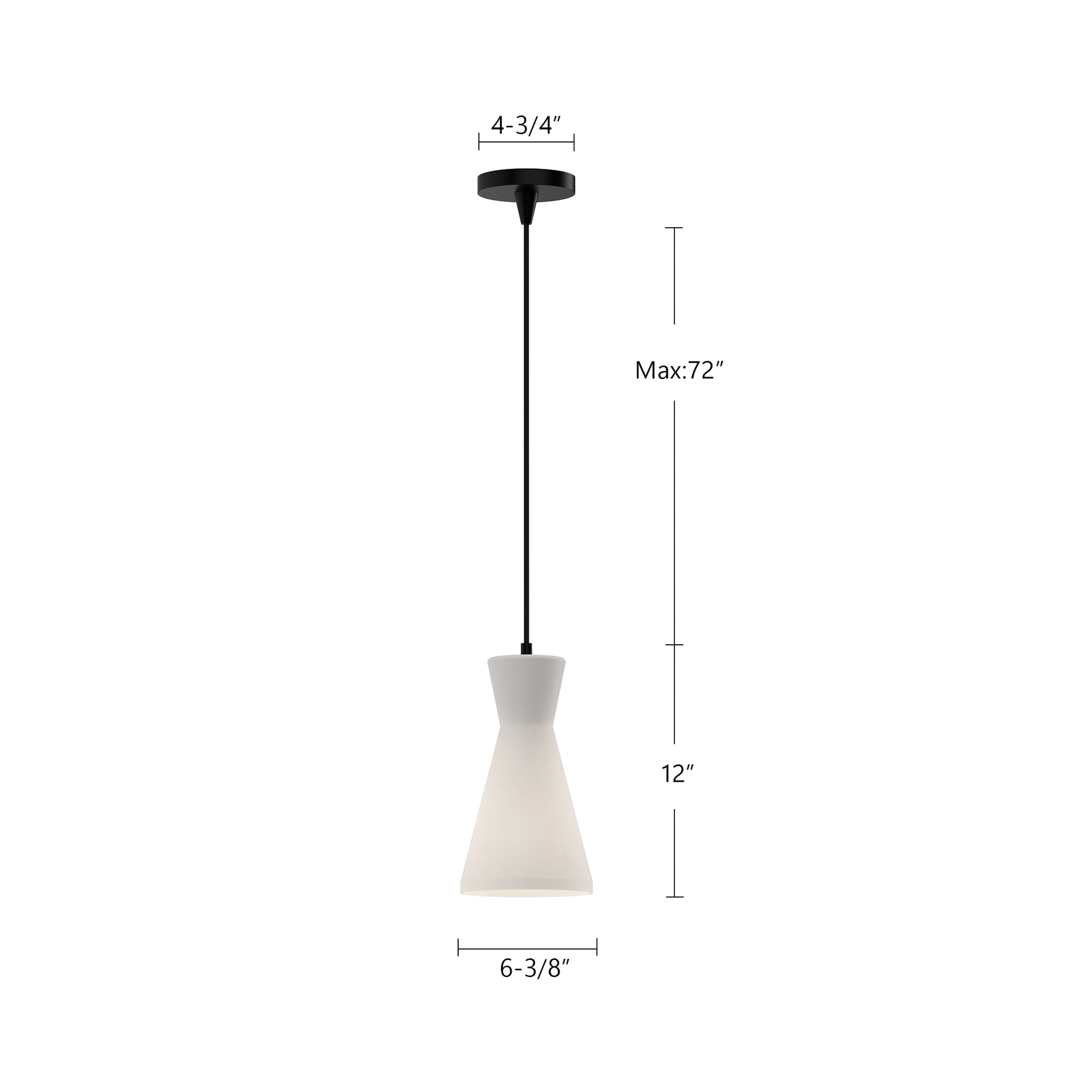 Betty 6-in Matte Black/Opal Glass 1 Light Pendant