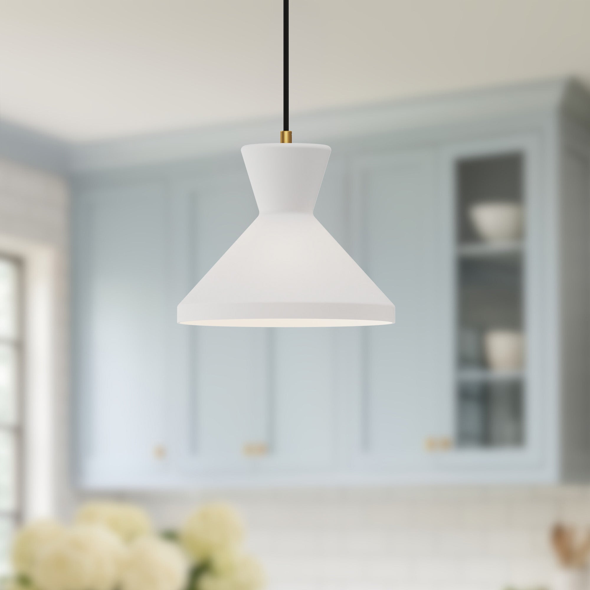 Betty 10-in Aged Gold/Opal Glass 1 Light Pendant