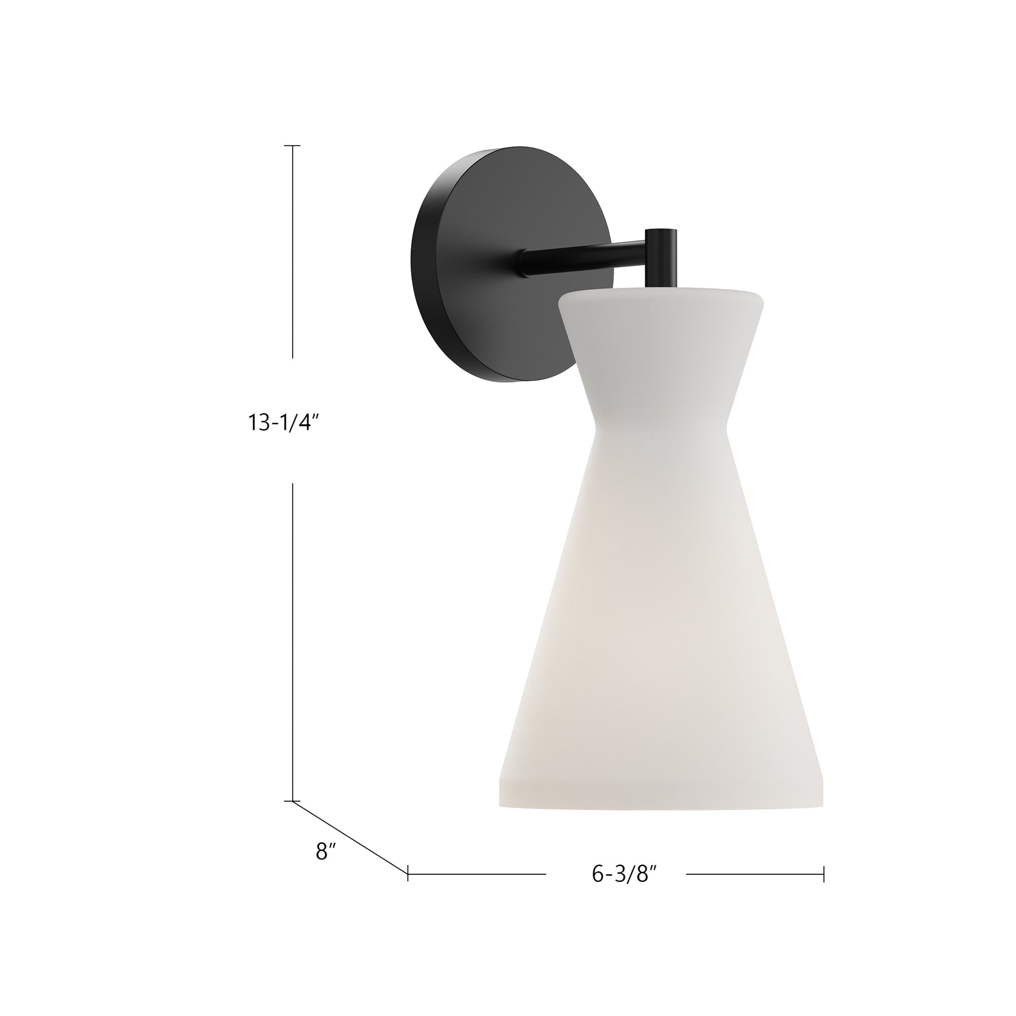 Betty 6-in Matte Black/Opal Glass 1 Light Wall/Vanity