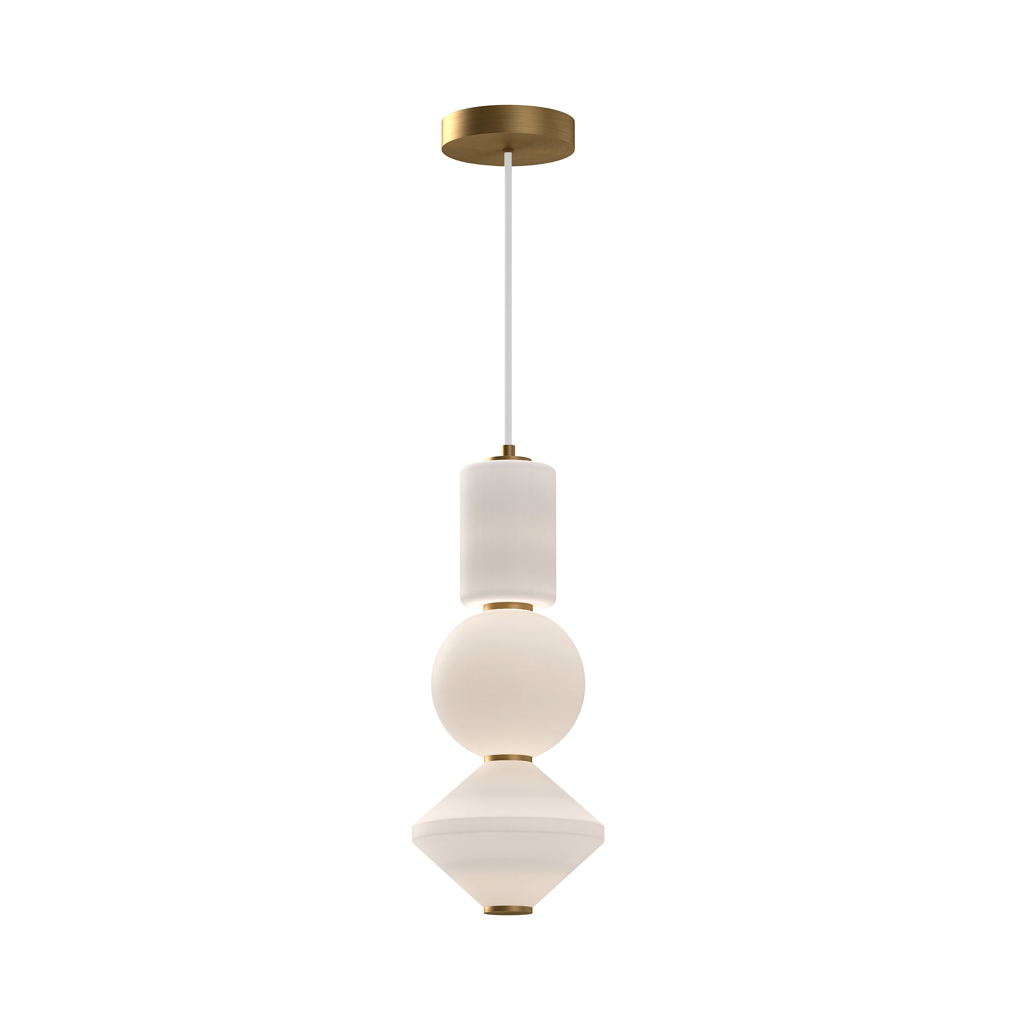 Bijou 8-in Aged Gold/Opal Matte Glass LED Pendant