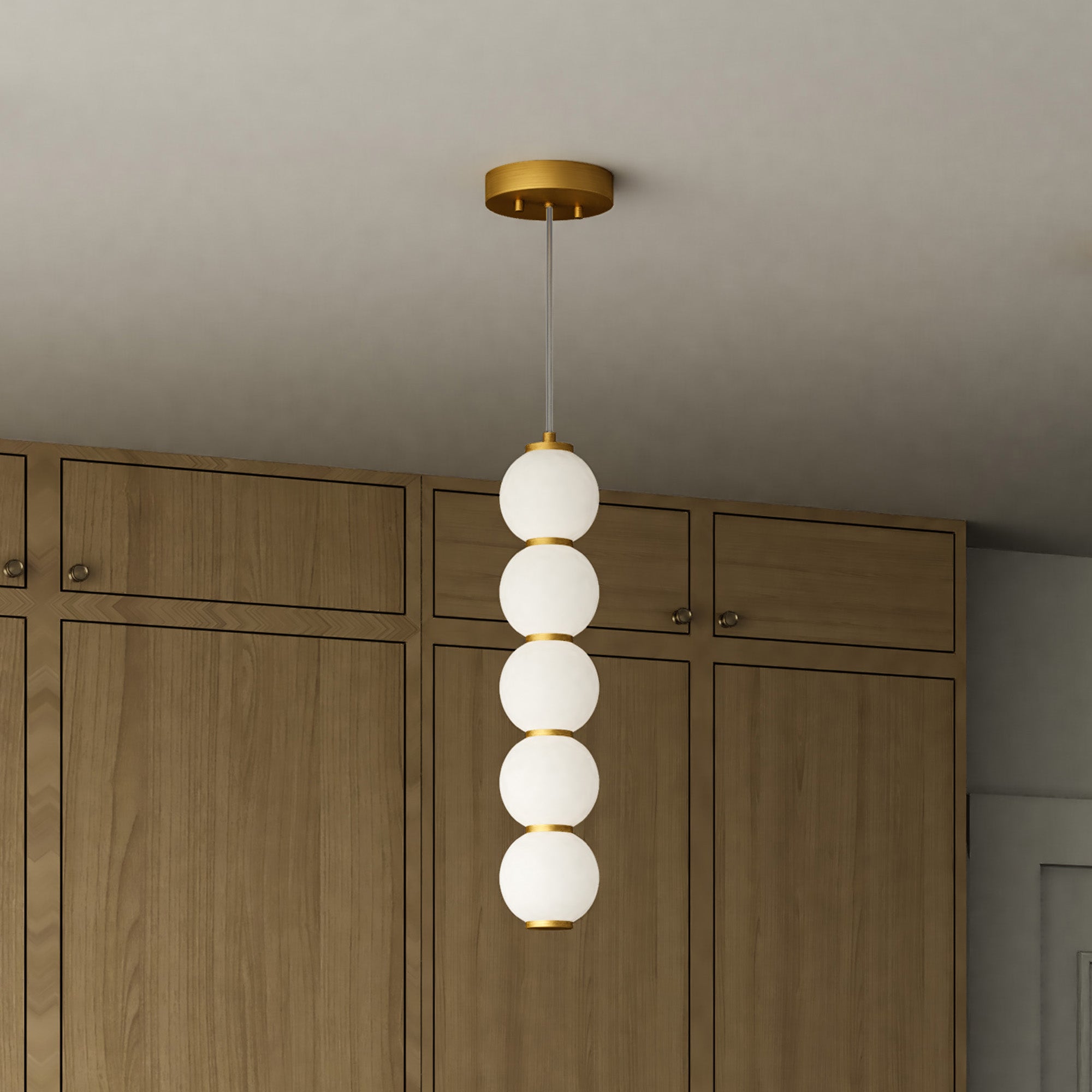 Bijou 5-in Aged Gold/Opal Matte Glass LED Pendant