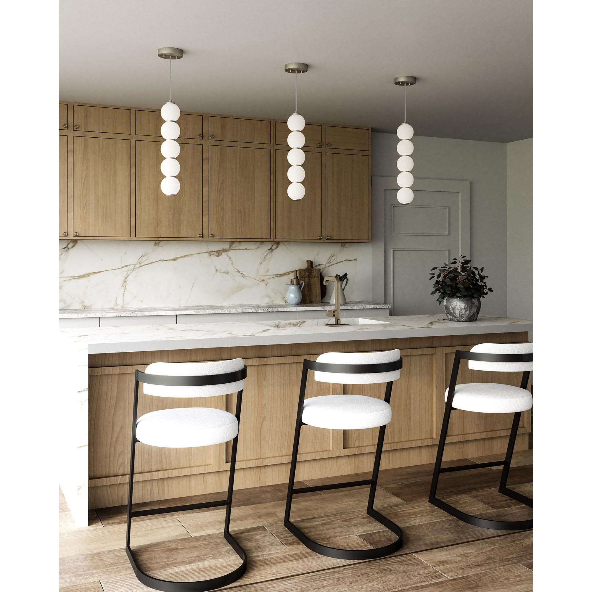 Bijou 5-in Brushed Nickel/Opal Matte Glass LED Pendant