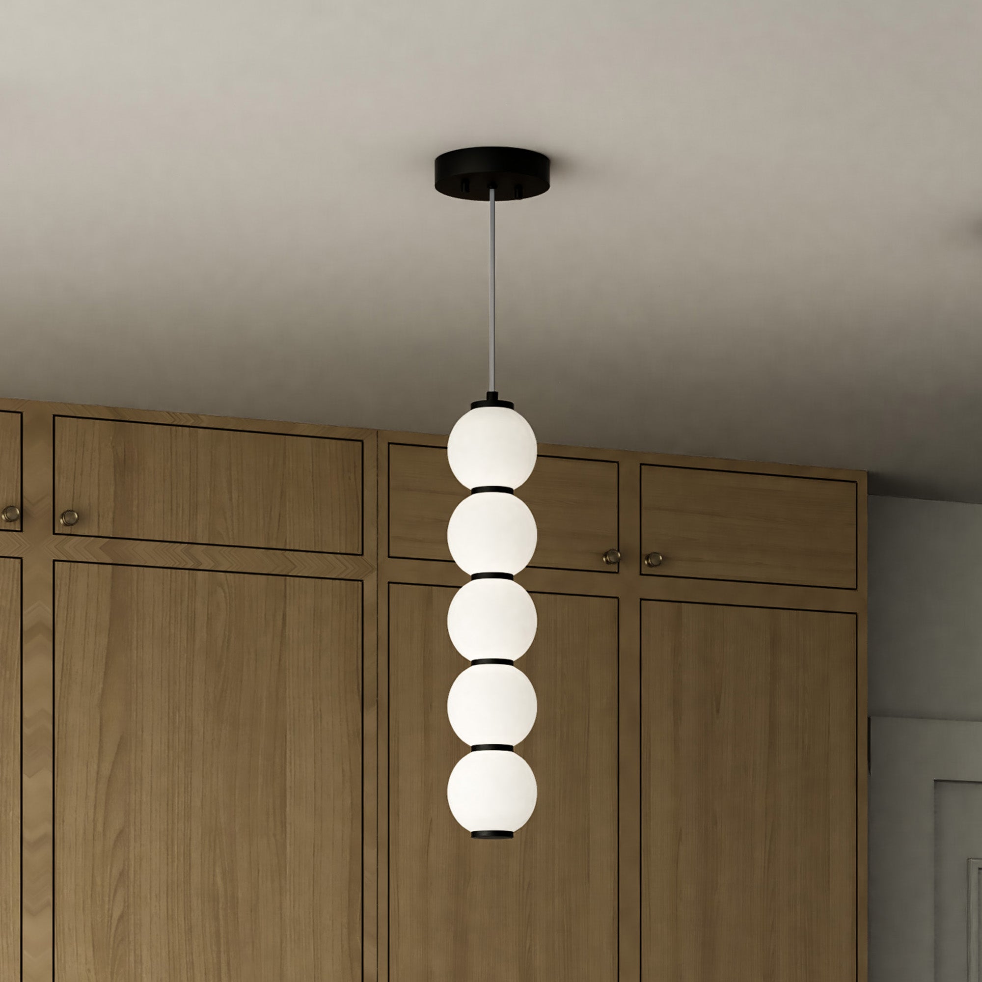 Bijou 5-in Matte Black/Opal Matte Glass LED Pendant