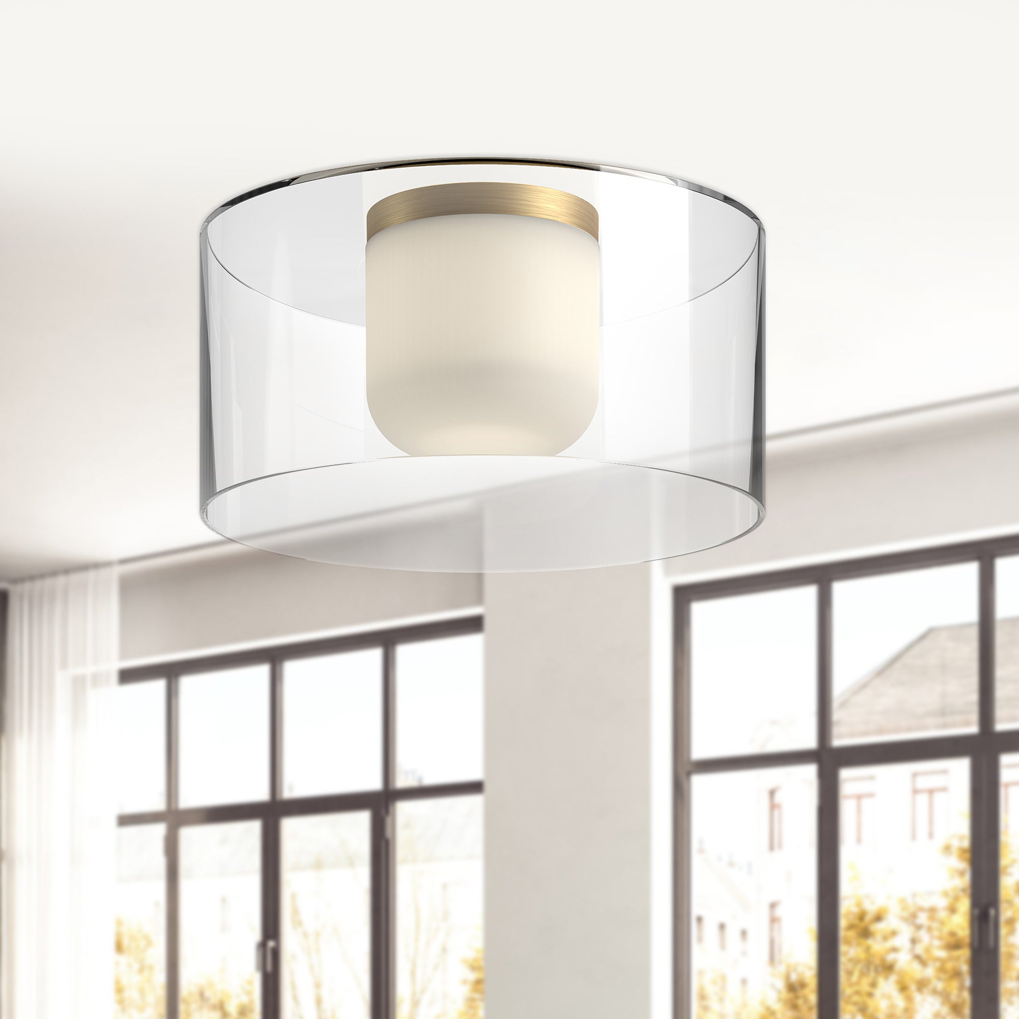Birch 12-in Brushed Gold/Clear LED Flush Mount