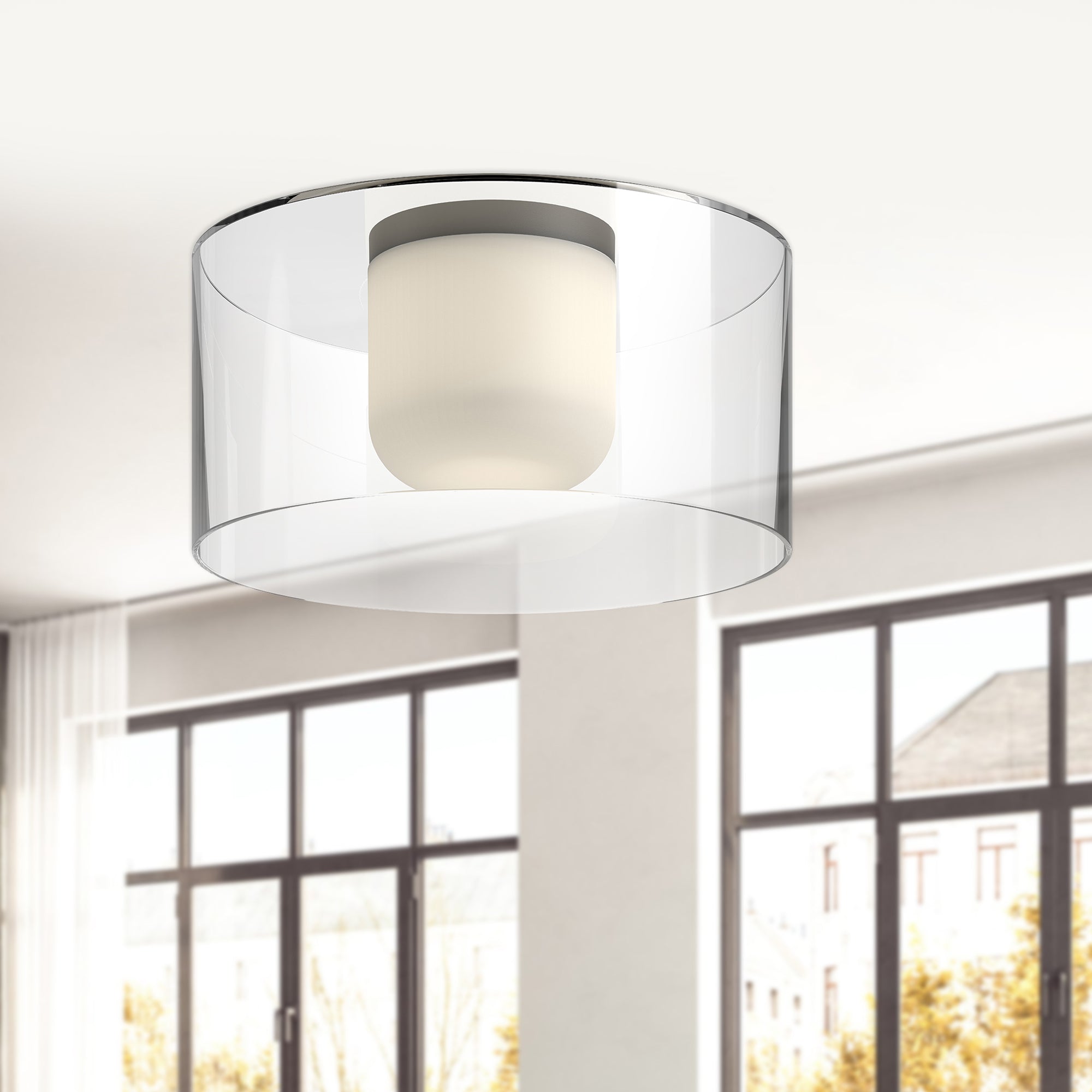 Birch 12-in Black/Clear LED Flush Mount