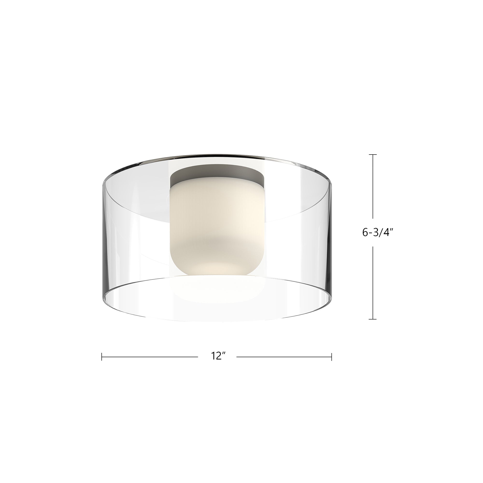 Birch 12-in Black/Clear LED Flush Mount