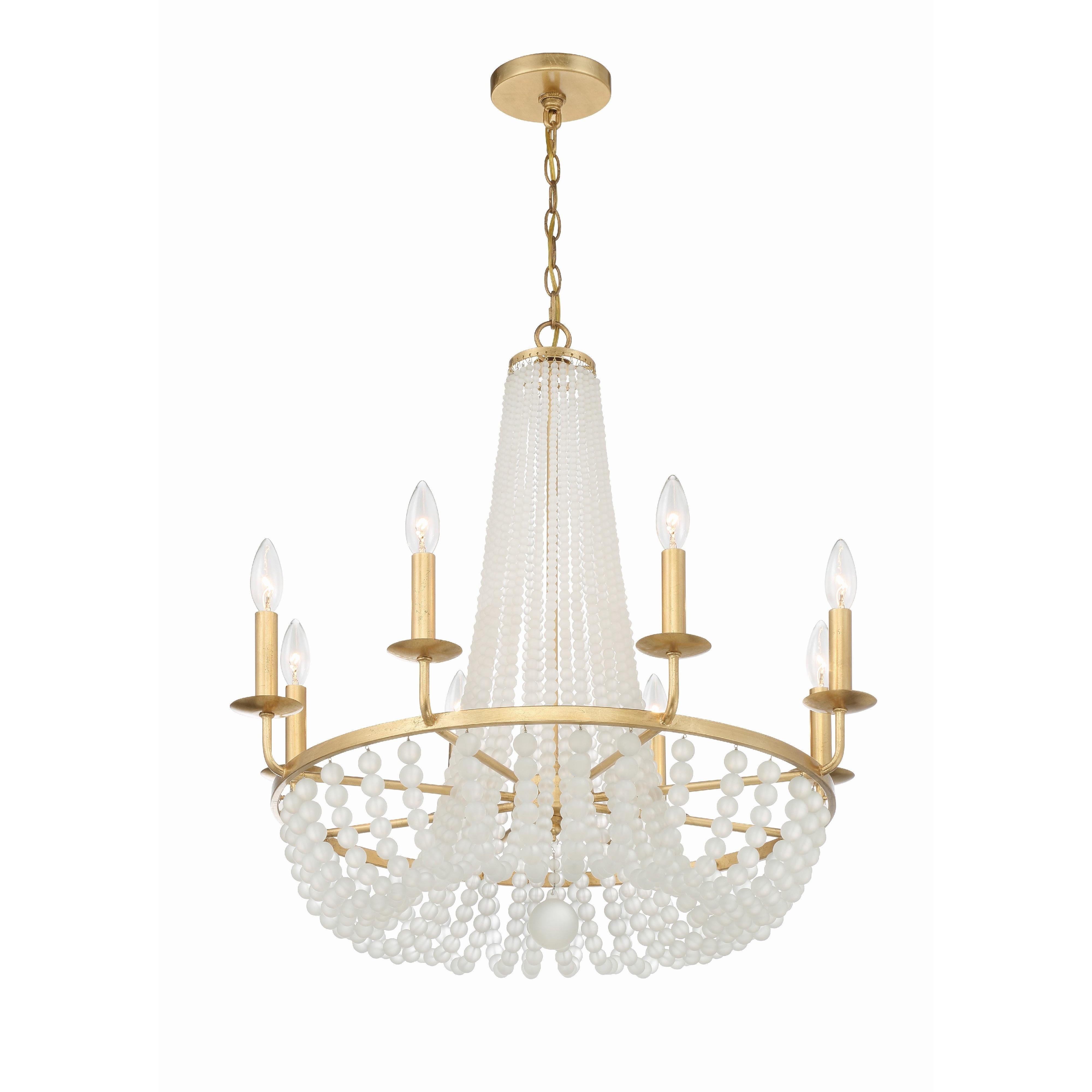 Crystorama Bella BLA-10668-GA – 26 Inch – 8 Light – Chandelier – Antique Gold – Damp Rated