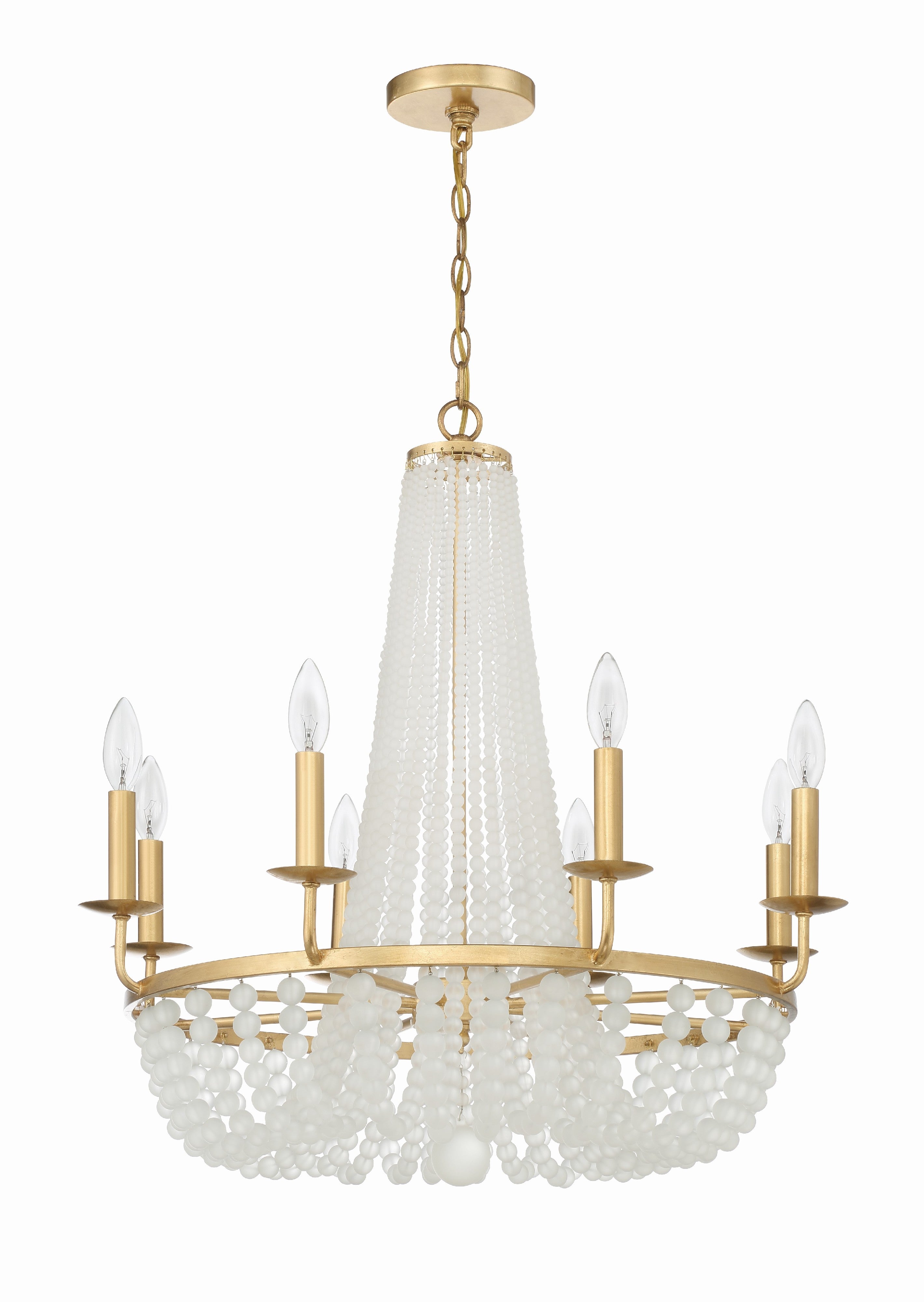 Crystorama Bella BLA-10668-GA – 26 Inch – 8 Light – Chandelier – Antique Gold – Damp Rated