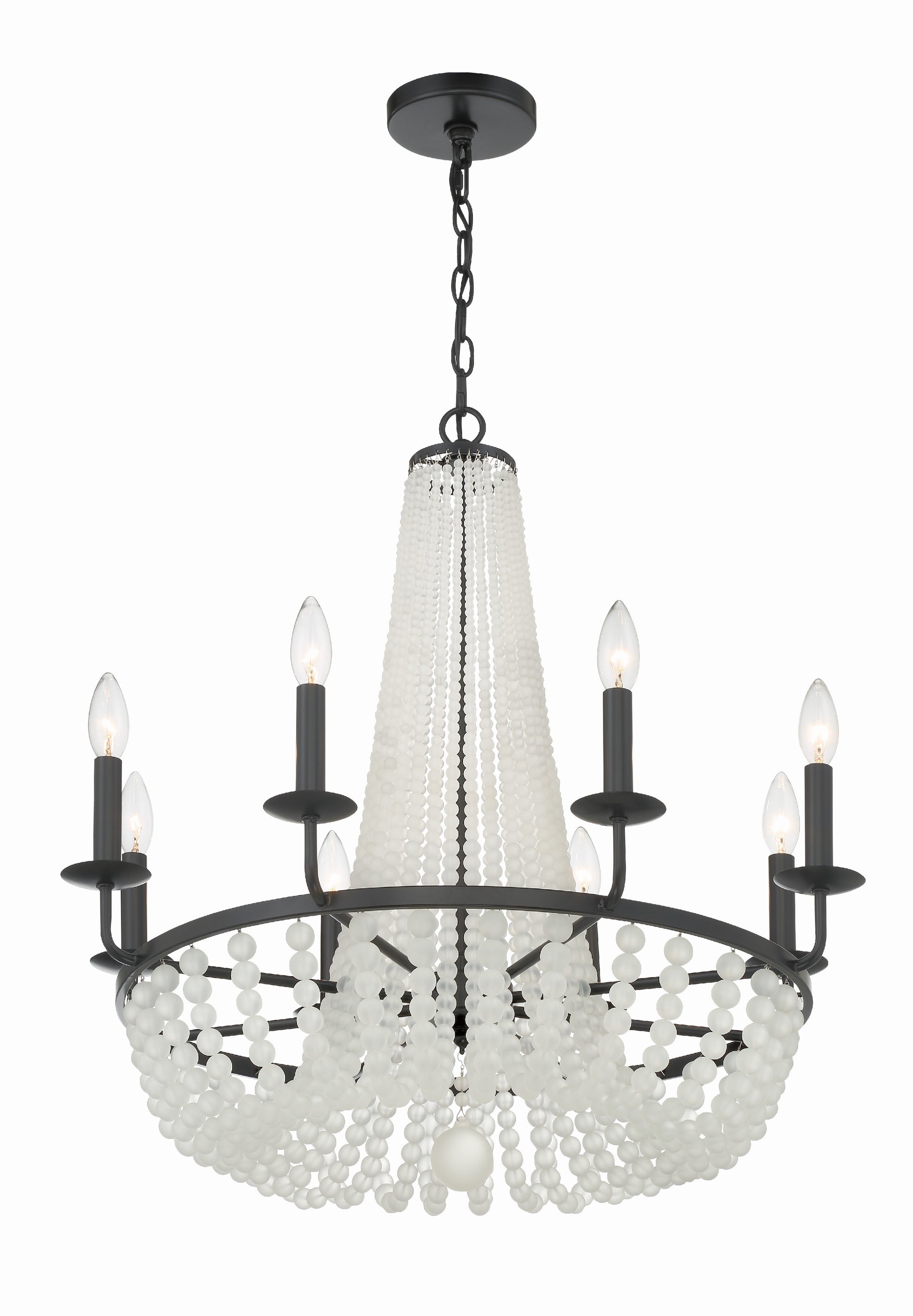 Crystorama Bella BLA-10668-MK – 26 Inch – 8 Light – Chandelier – Matte Black – Damp Rated