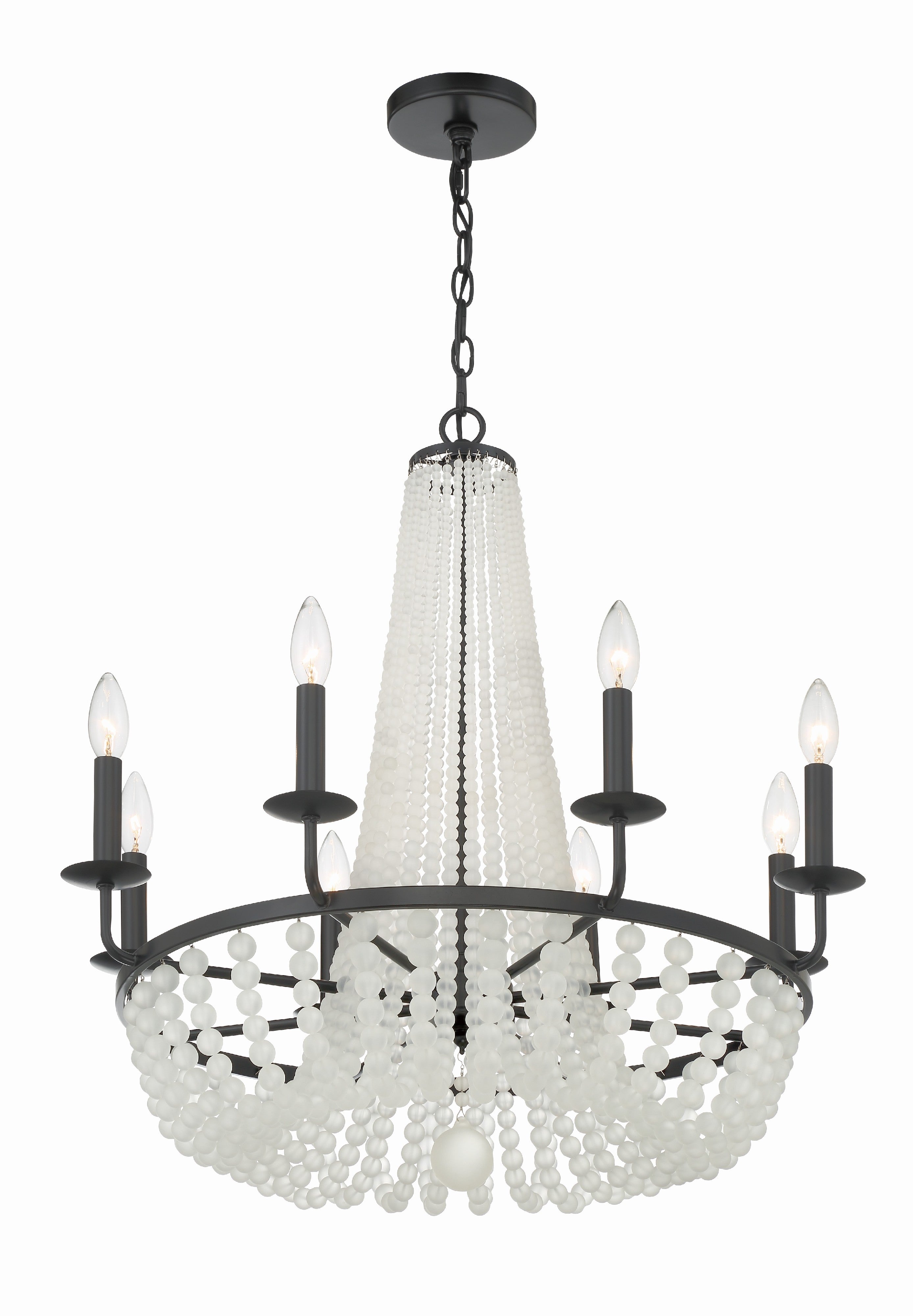 Crystorama Bella BLA-10668-MK – 26 Inch – 8 Light – Chandelier – Matte Black – Damp Rated