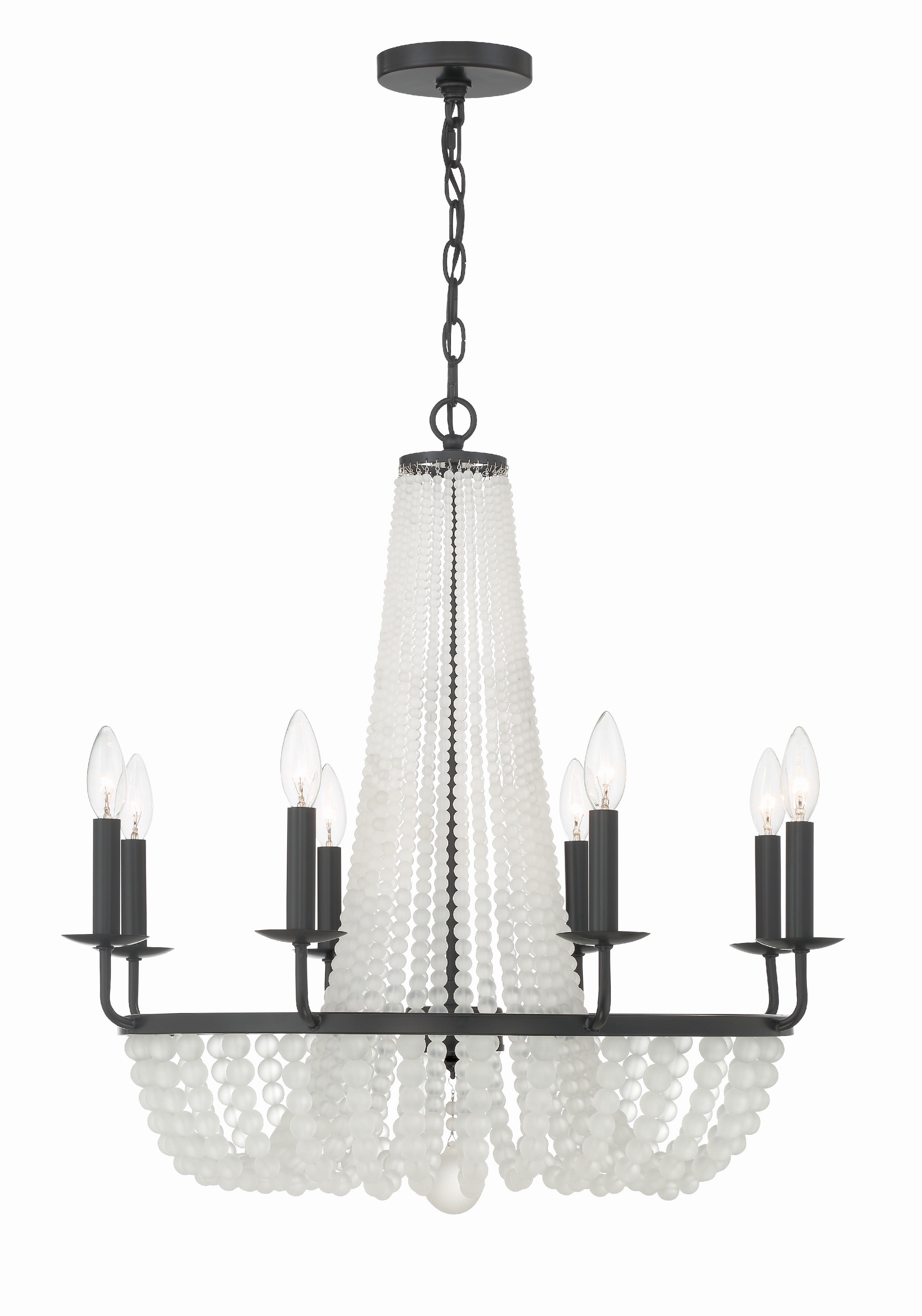 Crystorama Bella BLA-10668-MK – 26 Inch – 8 Light – Chandelier – Matte Black – Damp Rated
