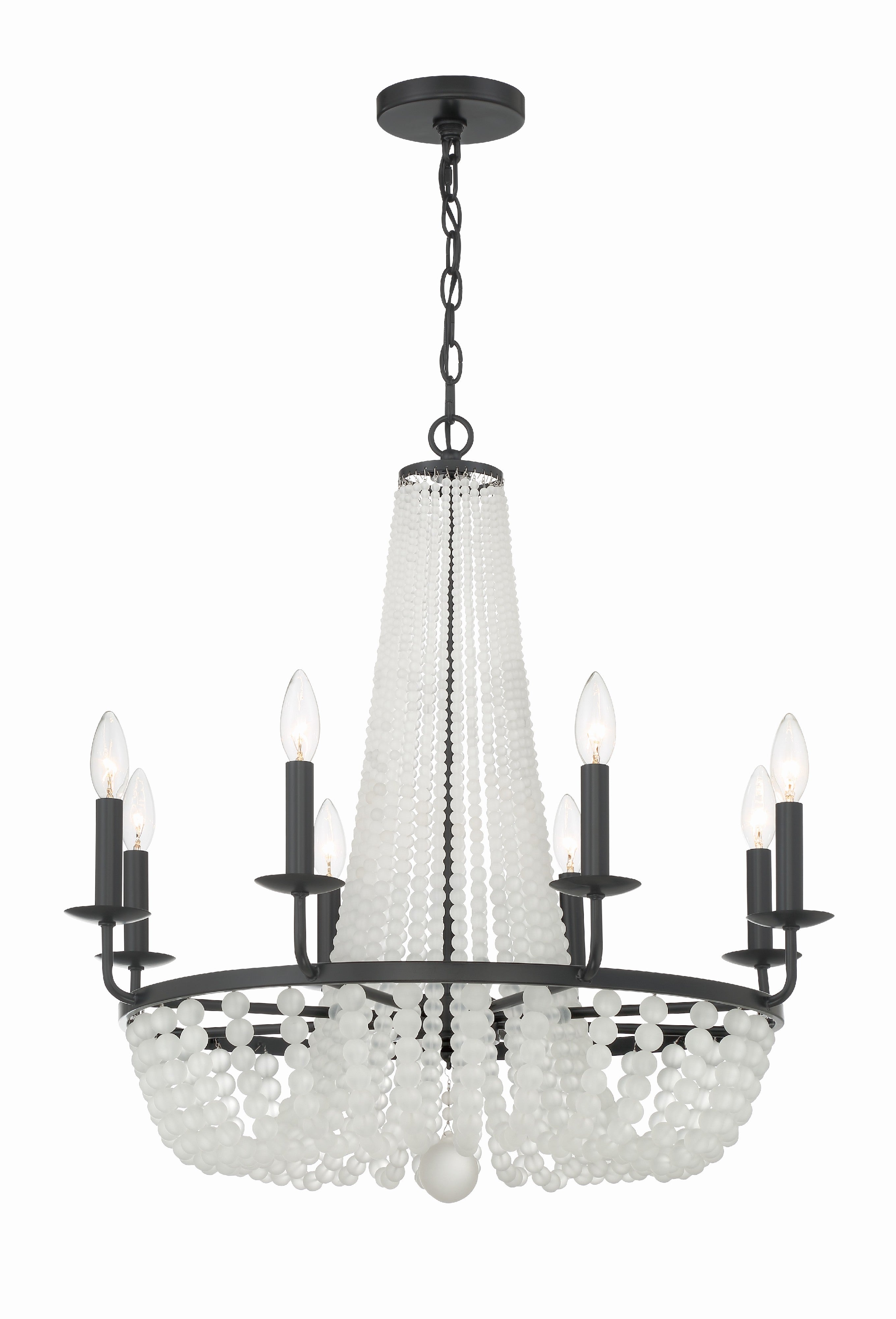 Crystorama Bella BLA-10668-MK – 26 Inch – 8 Light – Chandelier – Matte Black – Damp Rated