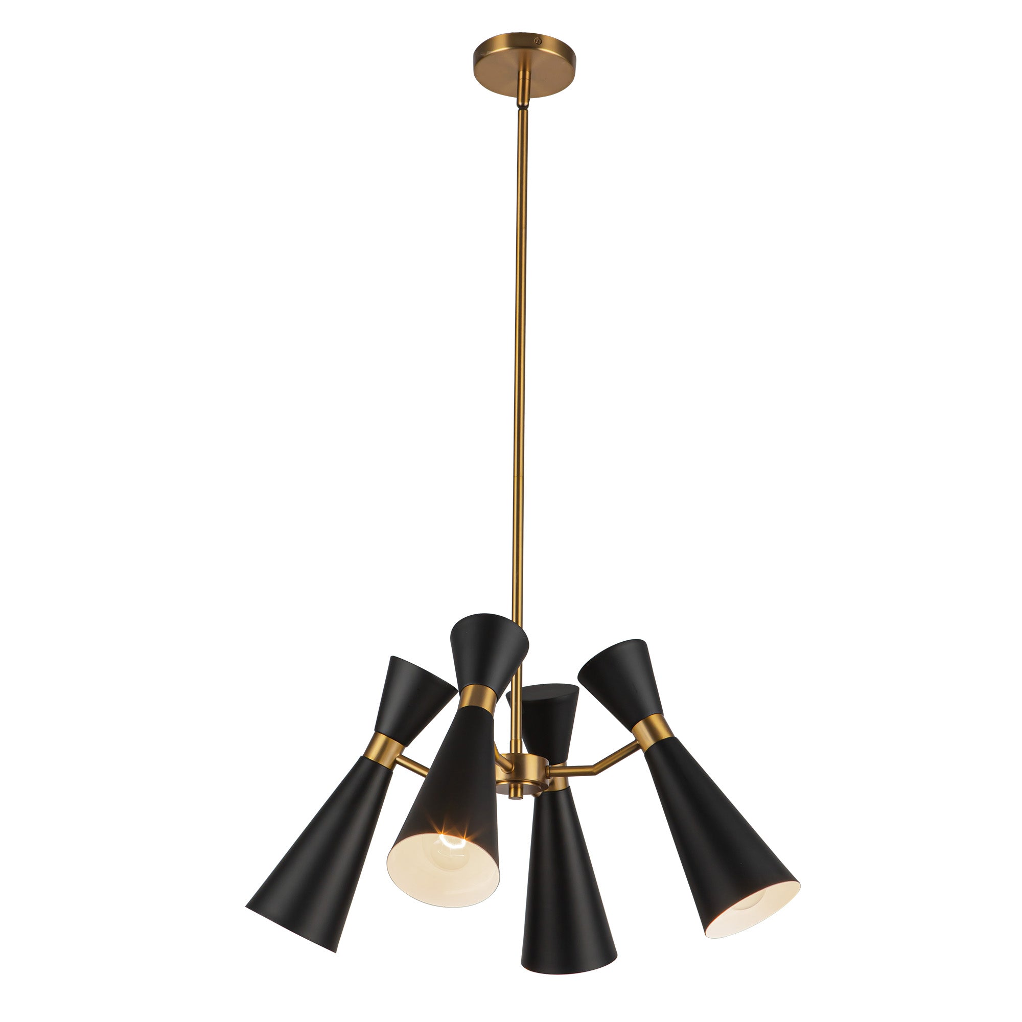 Blake 24-in Matte Black/Aged Gold Socket Chandelier
