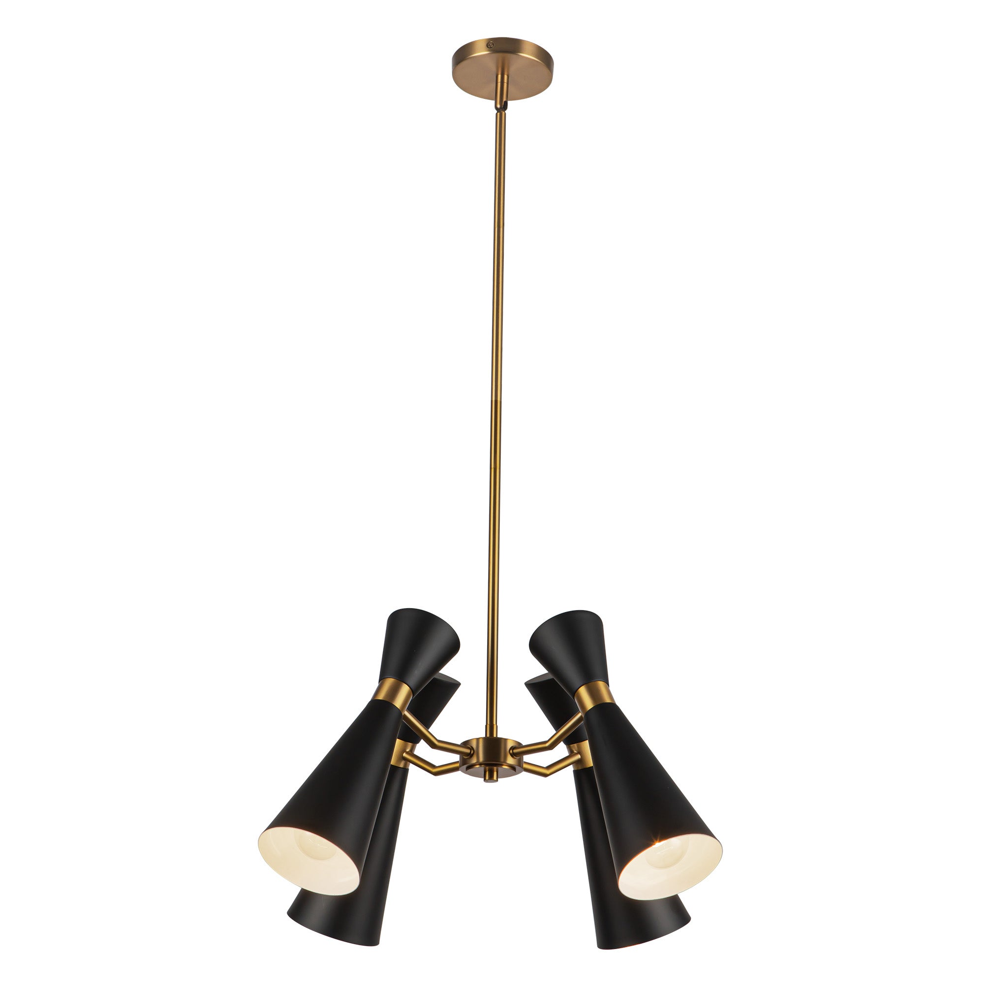 Blake 24-in Matte Black/Aged Gold Socket Chandelier