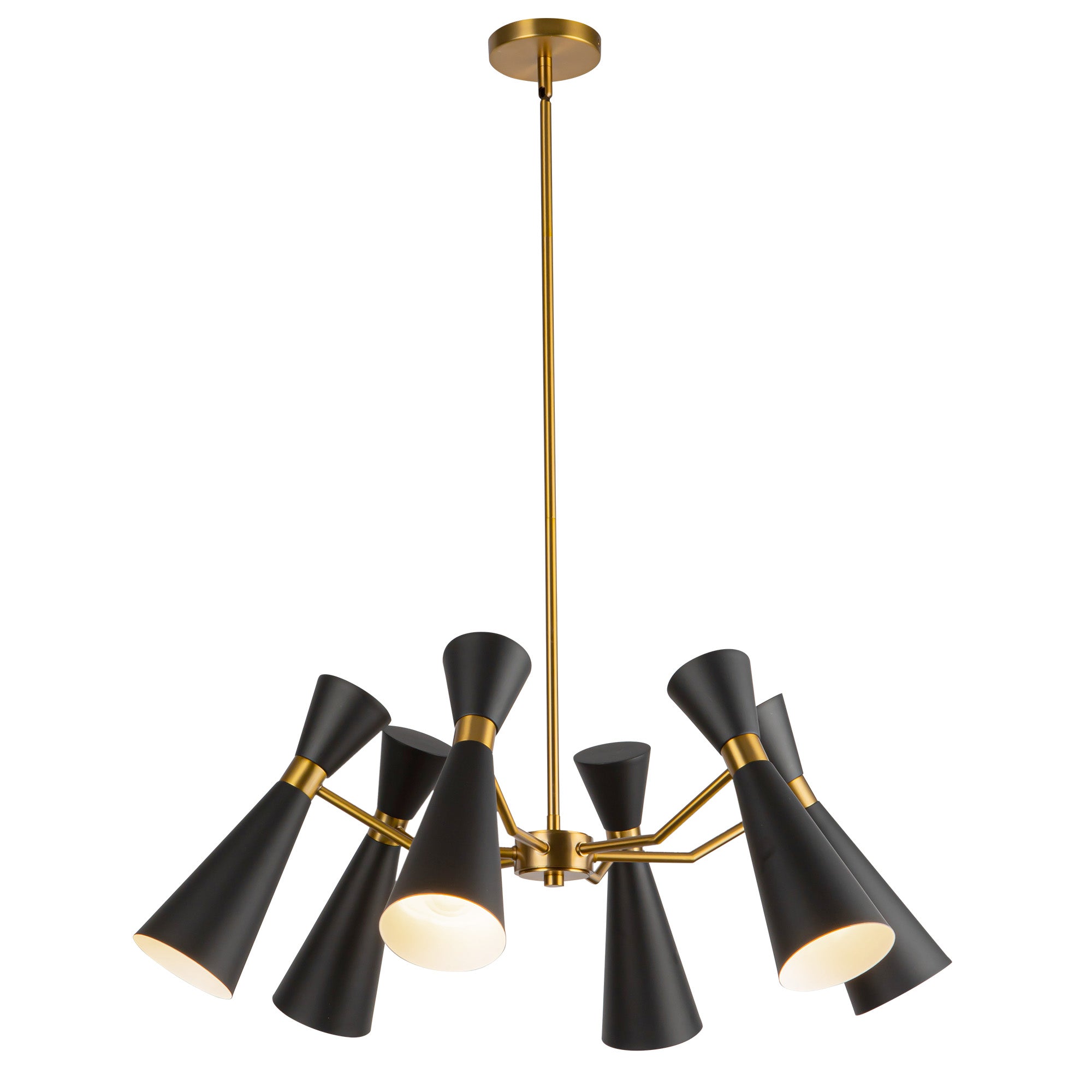 Blake 32-in Matte Black/Aged Gold Socket Chandelier