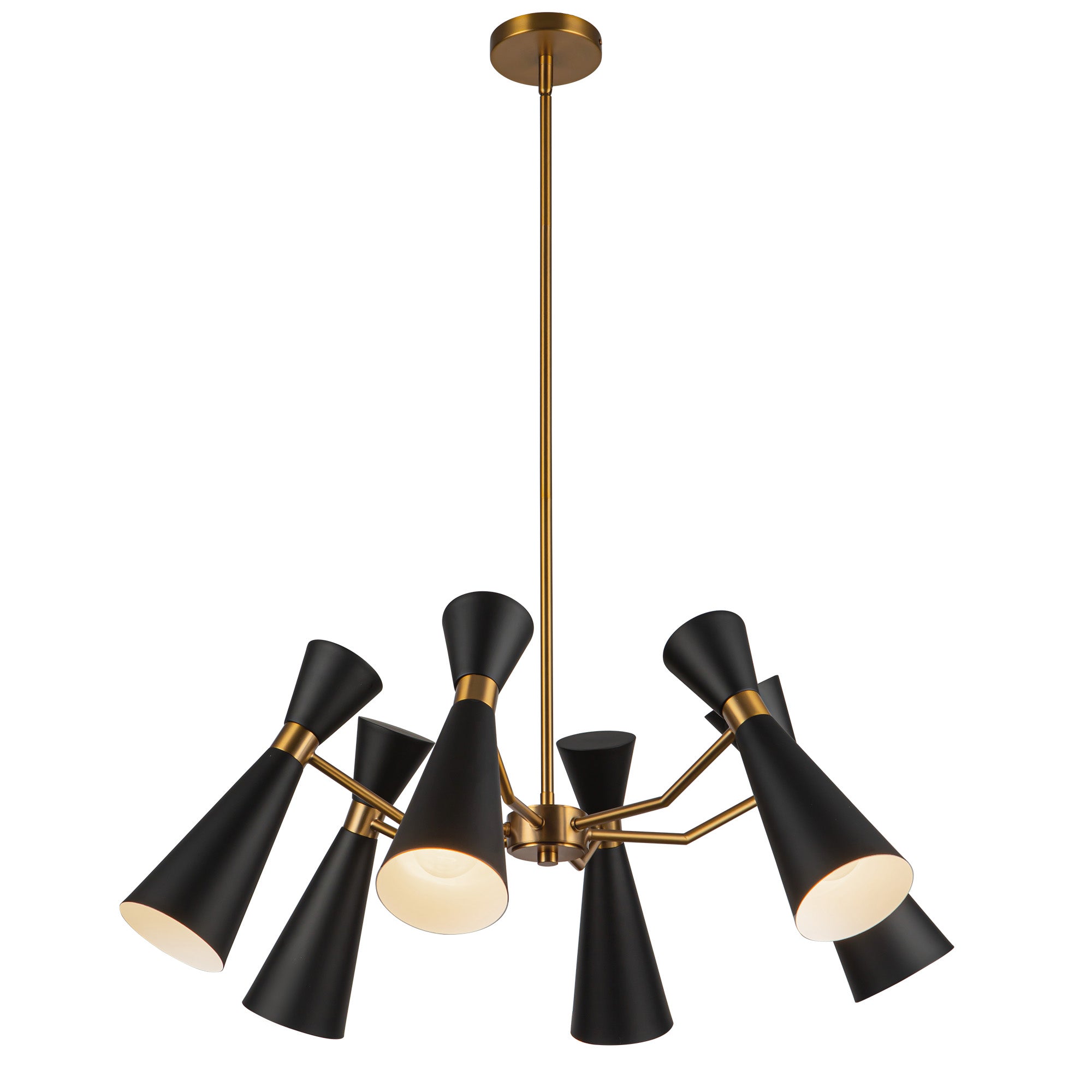 Blake 32-in Matte Black/Aged Gold Socket Chandelier