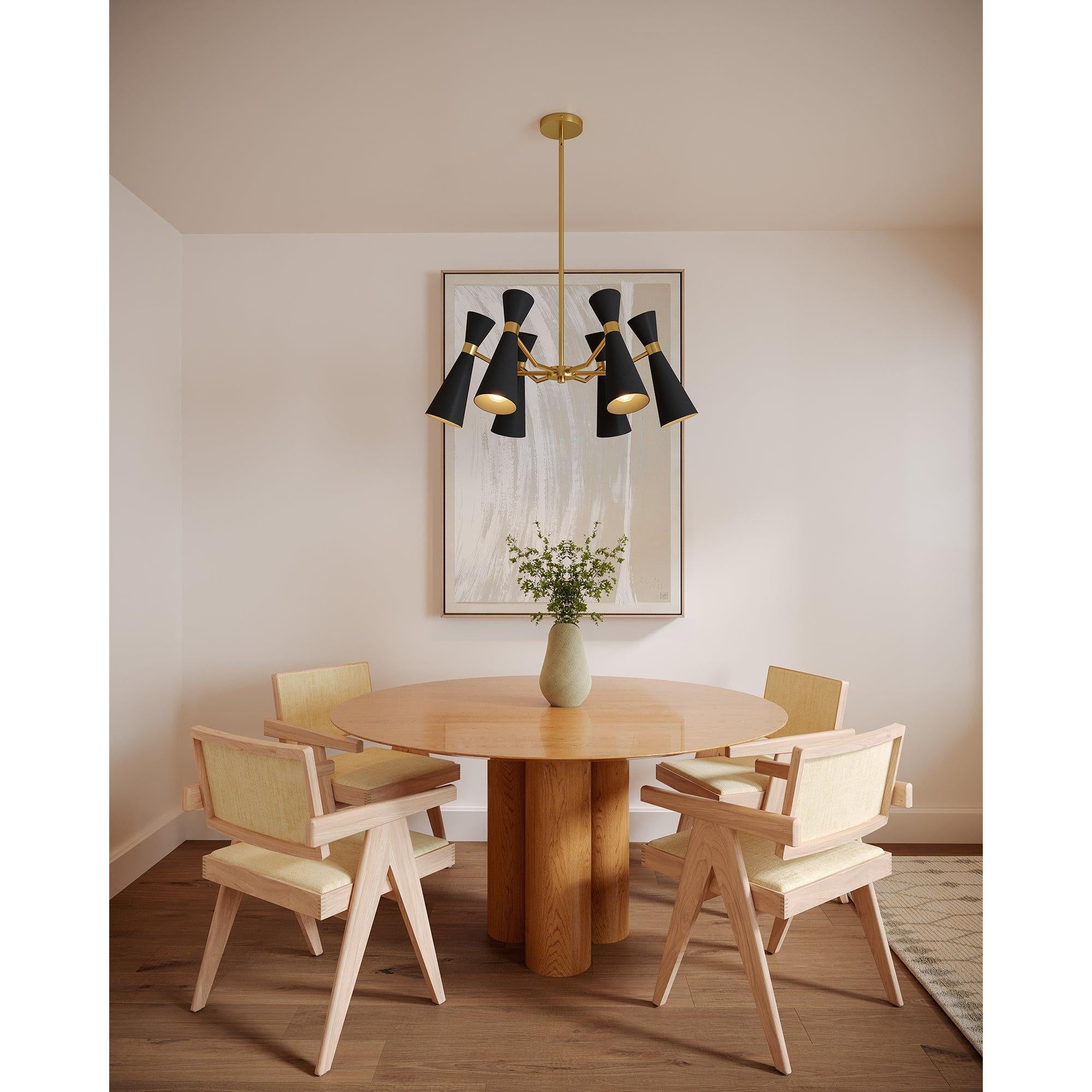 Blake 32-in Matte Black/Aged Gold Socket Chandelier
