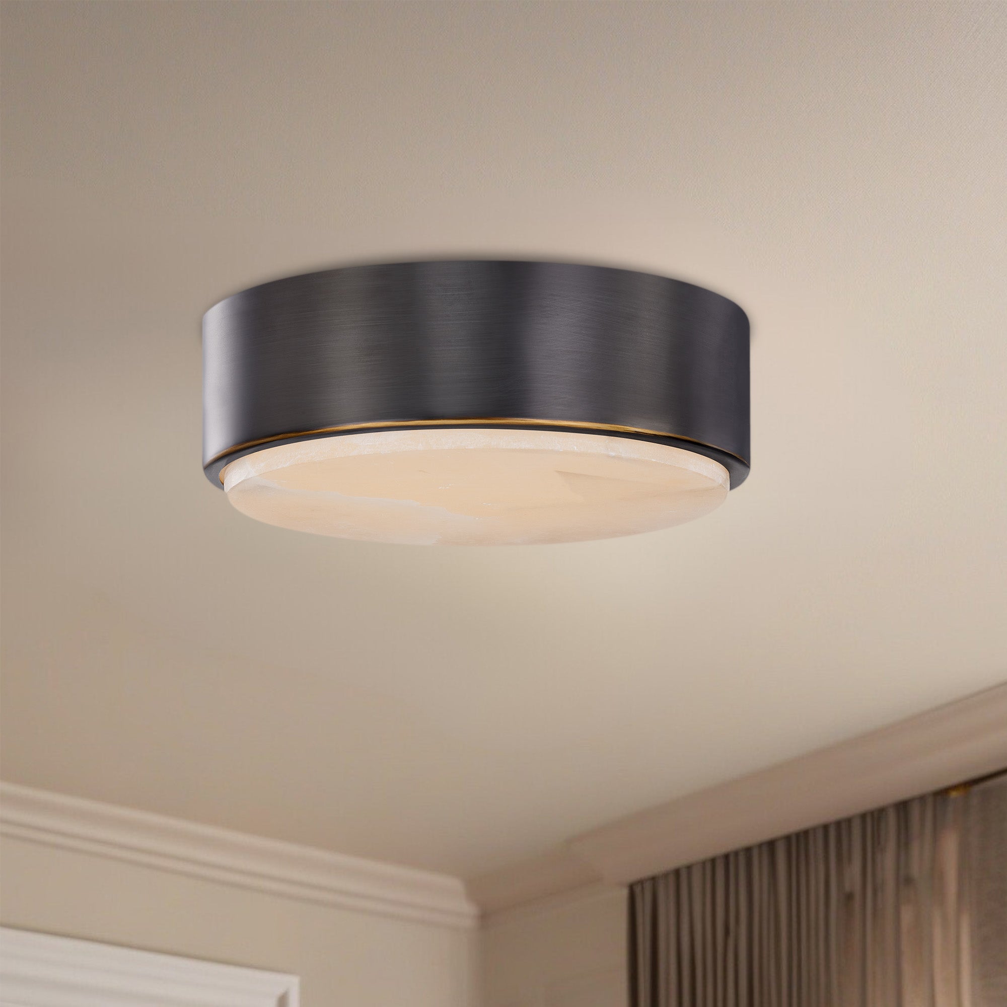 Blanco 8-in Urban Bronze/Alabaster LED Flush Mount