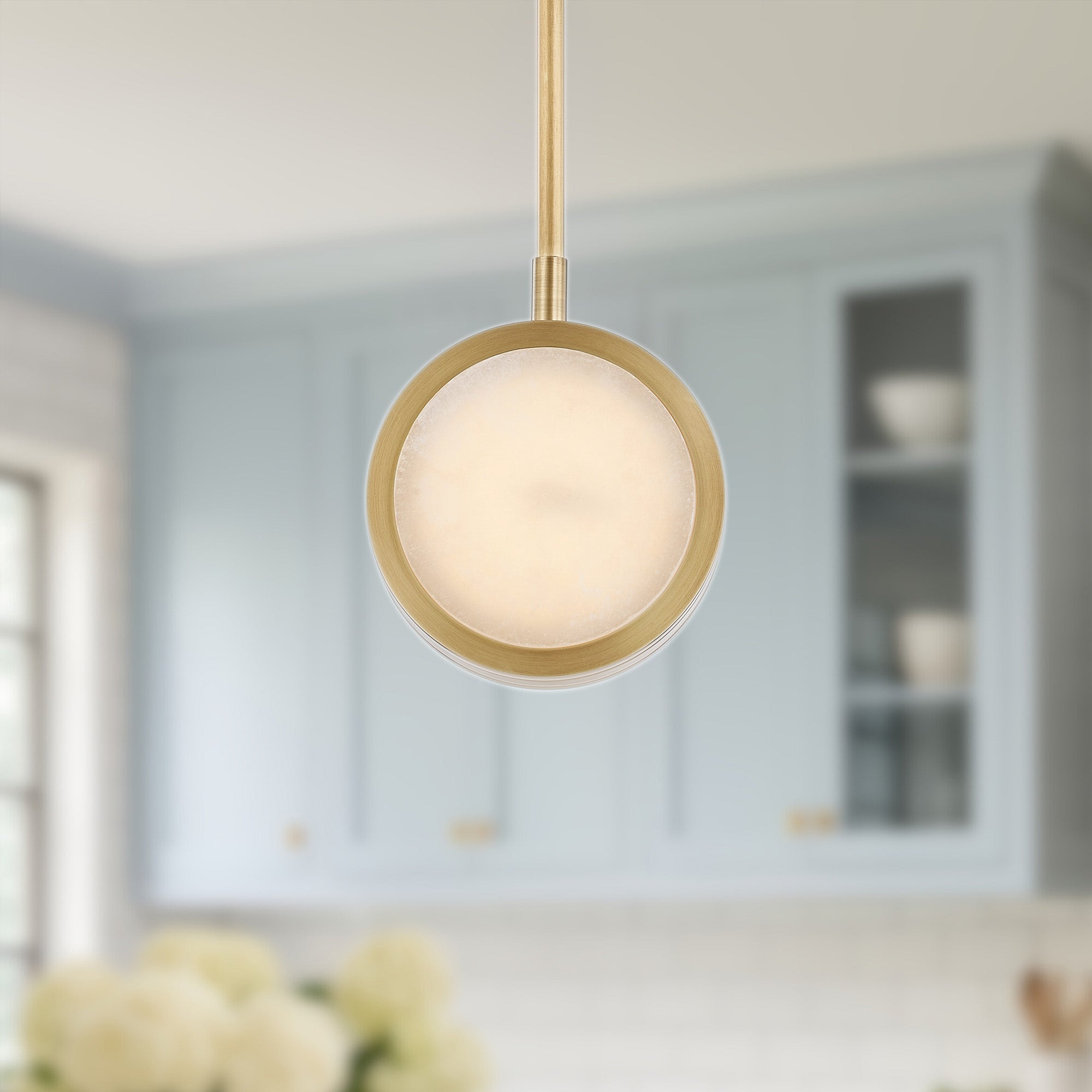 ALORA Lighting PD325106VBAR-UNV Pendant, Vintage Brass/Alabaster