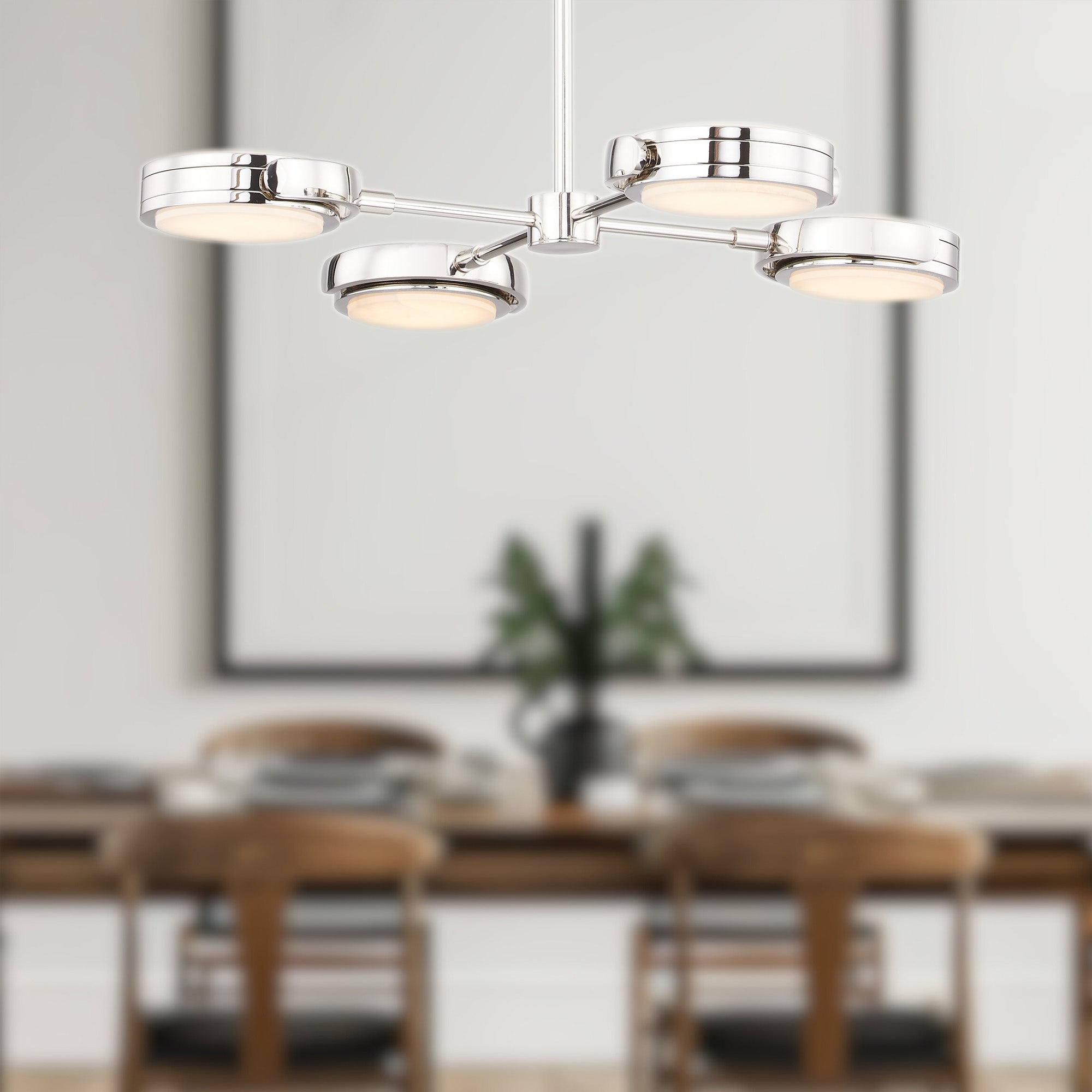 Blanco 28-in Polished Nickel/Alabaster LED Pendant
