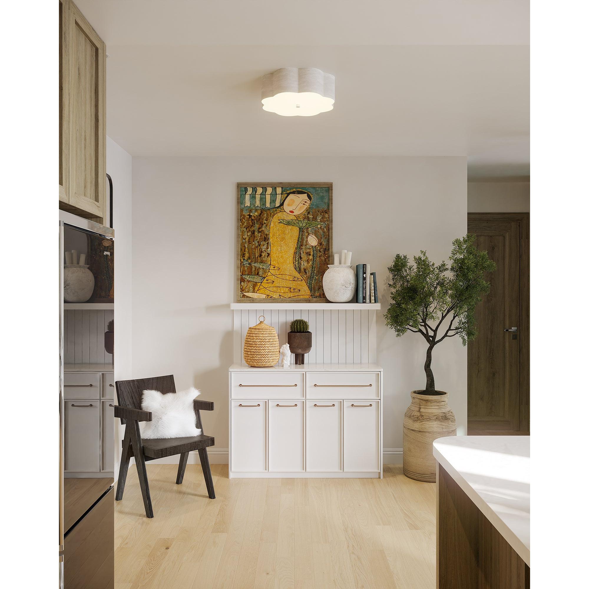 Blossom 14-in Antique White Socket Flush Mount