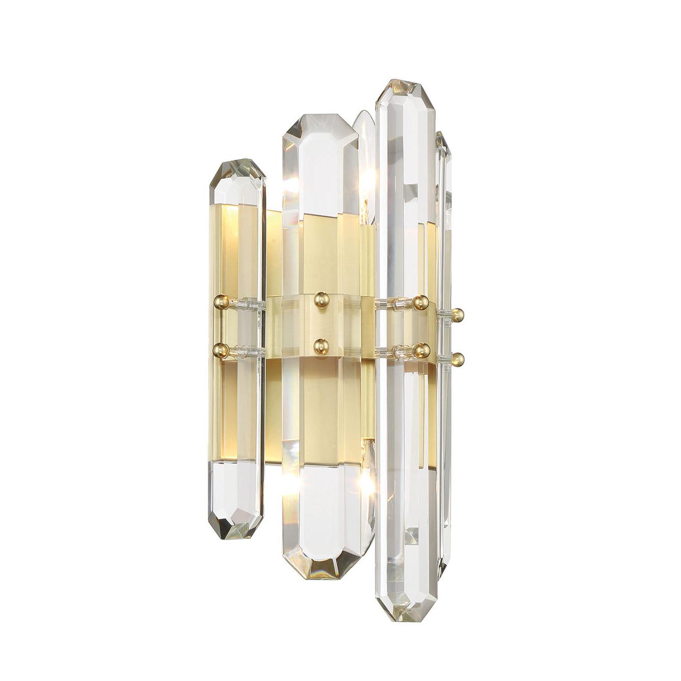 Crystorama Bolton BOL-8882-AG – 7.5 Inch – 2 Light – Sconce – Aged Brass – Dry Rated