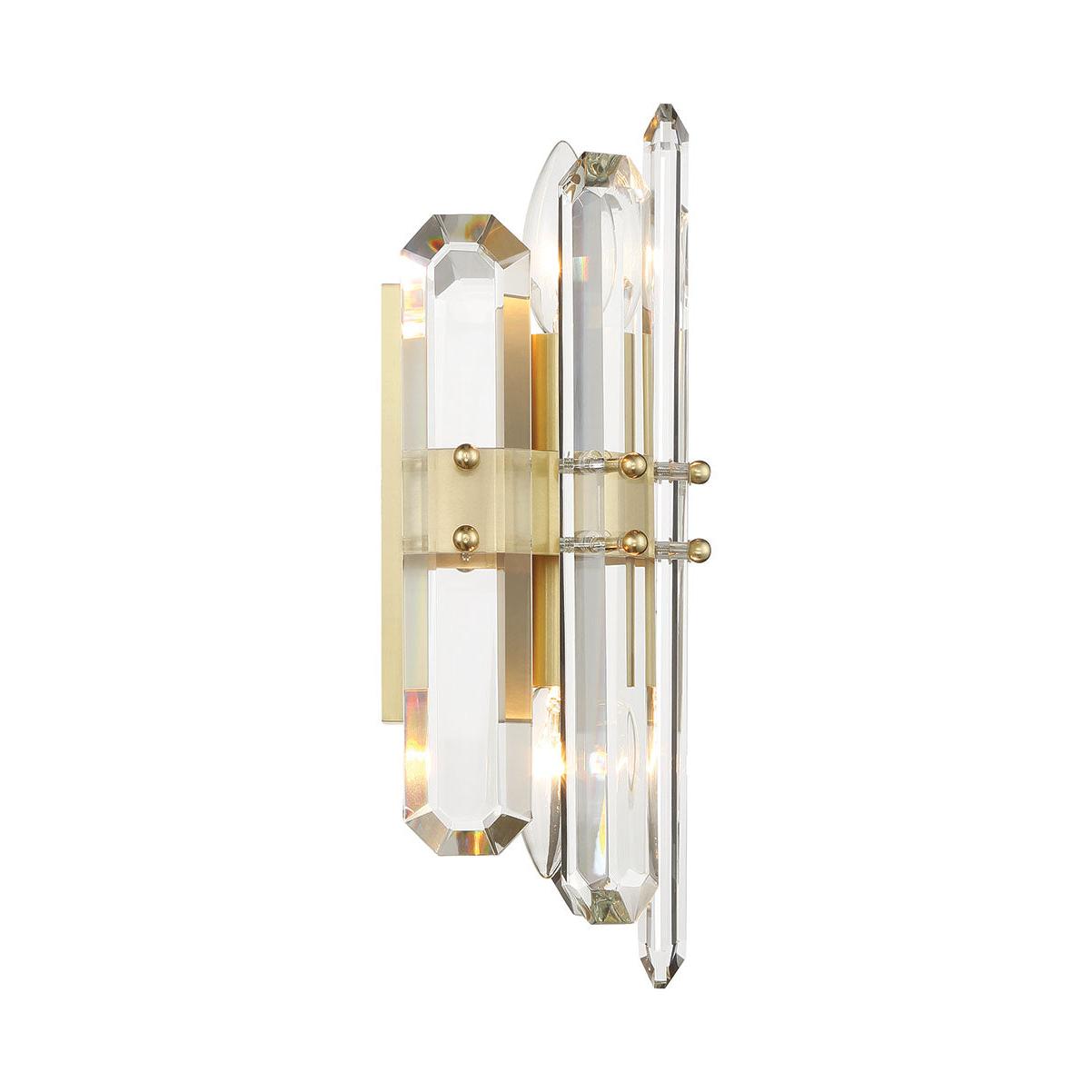 Crystorama Bolton BOL-8882-AG – 7.5 Inch – 2 Light – Sconce – Aged Brass – Dry Rated