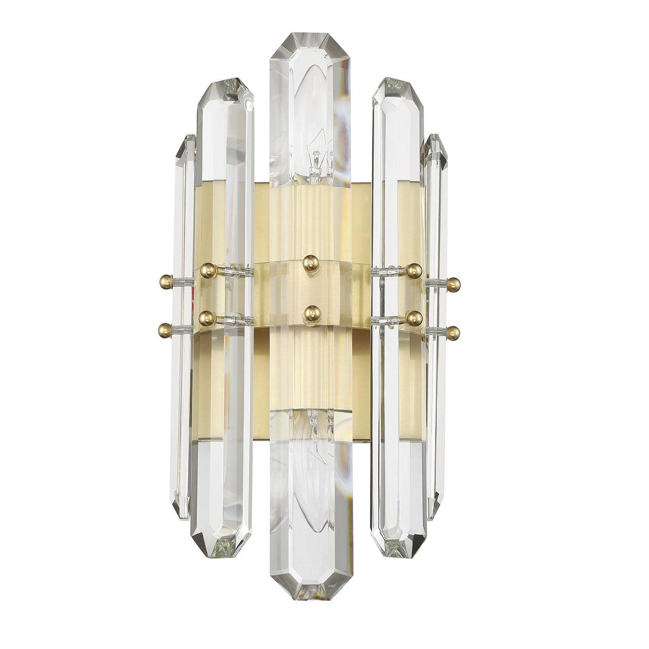 Crystorama Bolton BOL-8882-AG – 7.5 Inch – 2 Light – Sconce – Aged Brass – Dry Rated