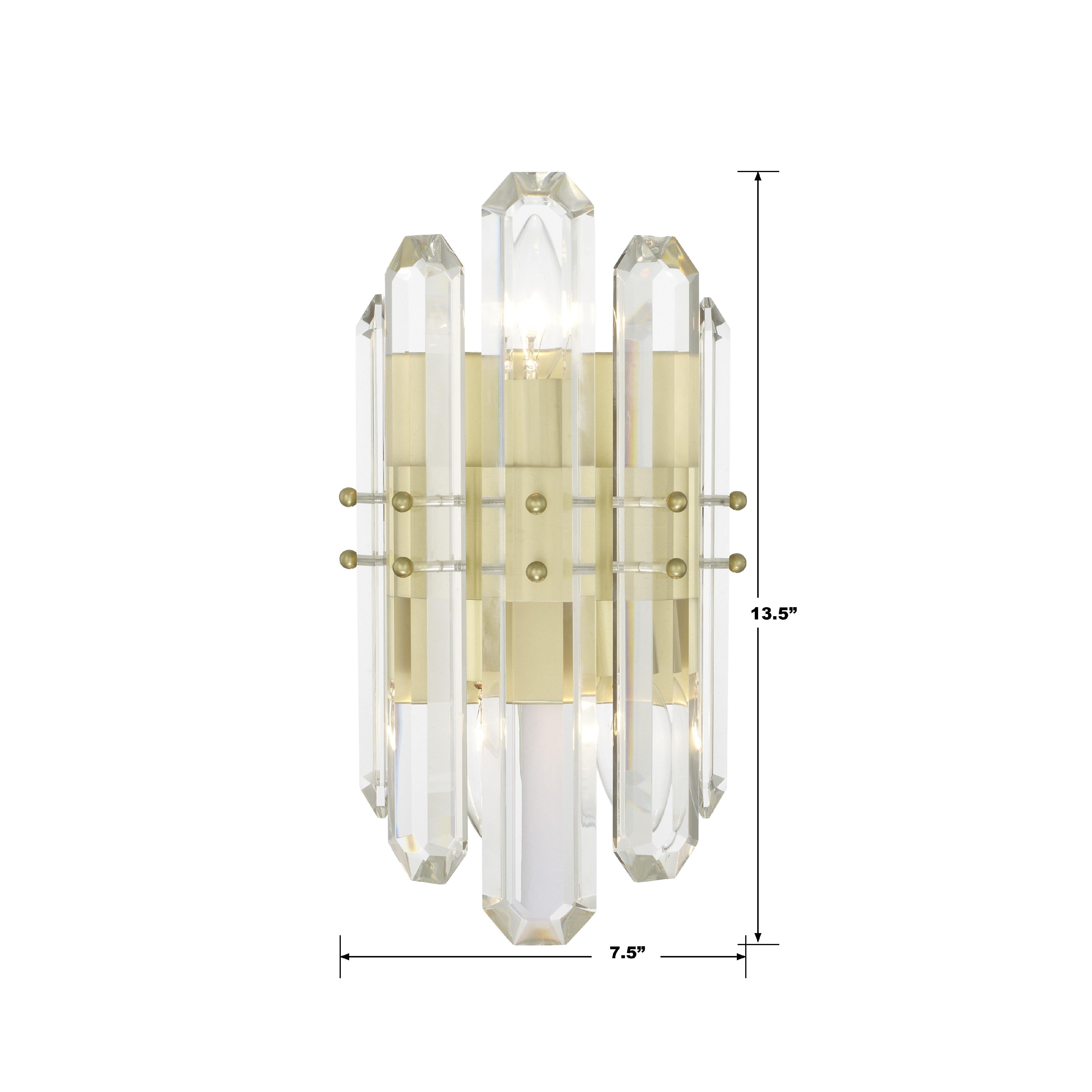 Crystorama Bolton BOL-8882-AG – 7.5 Inch – 2 Light – Sconce – Aged Brass – Dry Rated
