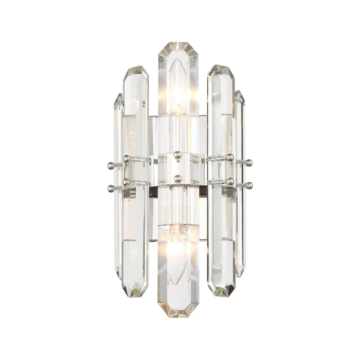 Crystorama Bolton BOL-8882-PN – 7.5 Inch – 2 Light – Sconce – Polished Nickel – Dry Rated