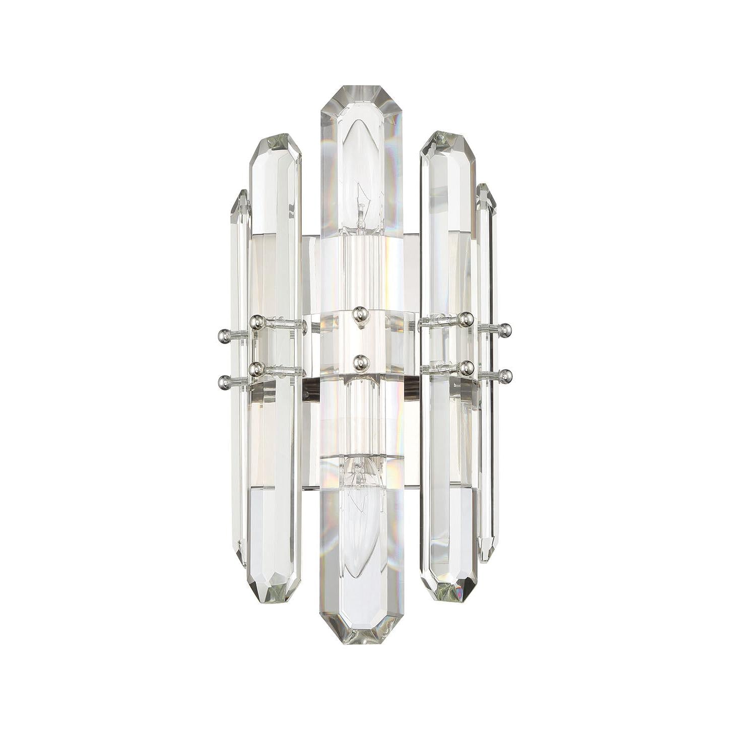 Crystorama Bolton BOL-8882-PN – 7.5 Inch – 2 Light – Sconce – Polished Nickel – Dry Rated