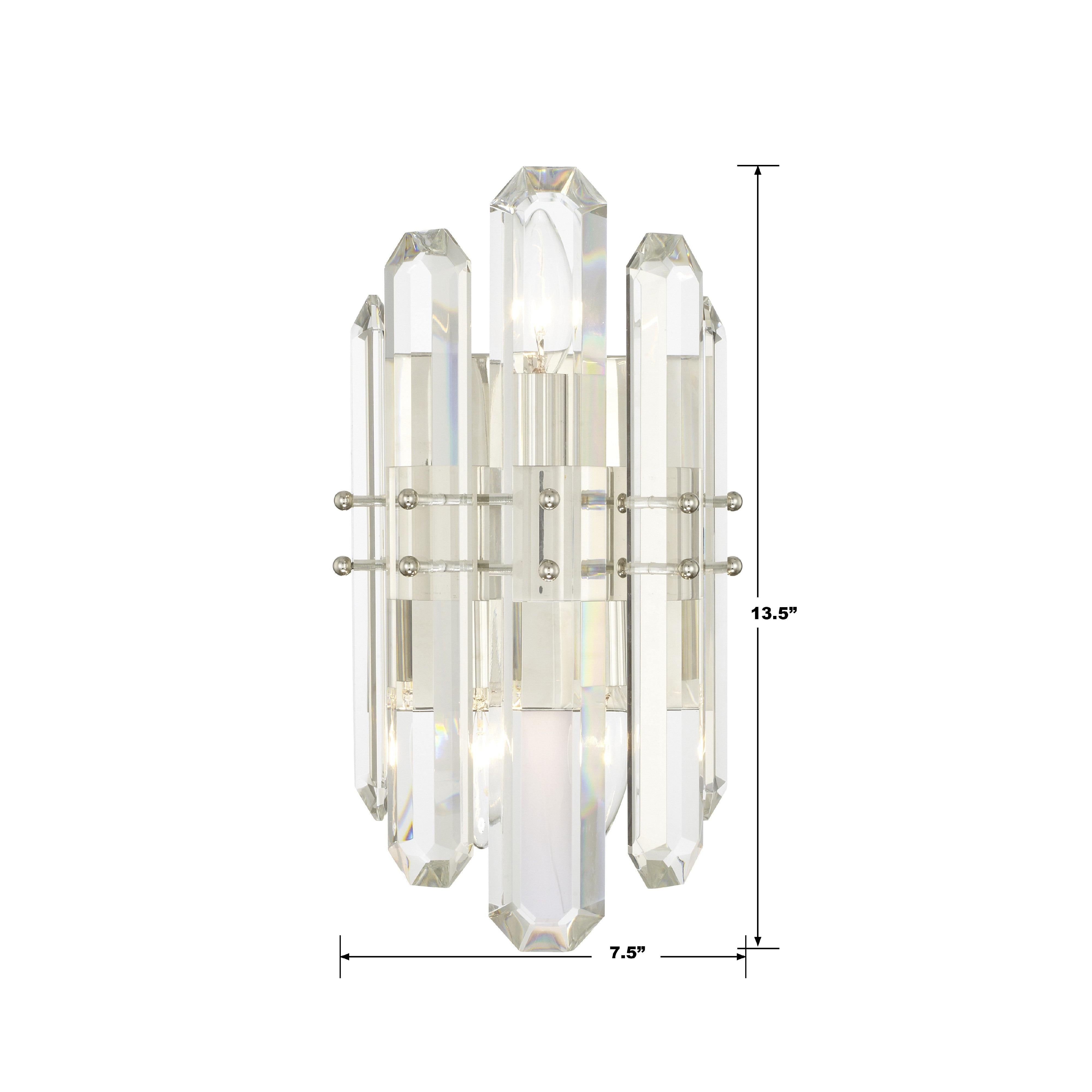 Crystorama Bolton BOL-8882-PN – 7.5 Inch – 2 Light – Sconce – Polished Nickel – Dry Rated