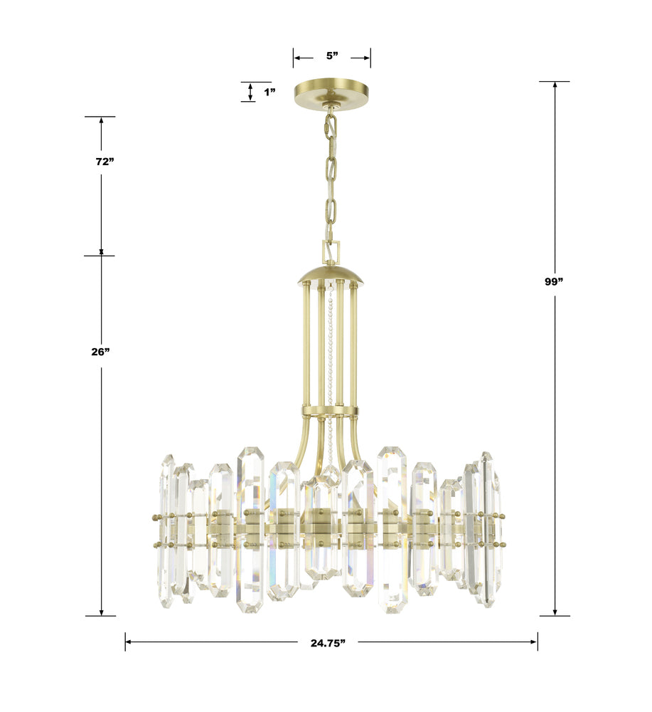 Crystorama BOLTON BOL-8888-AG Chandelier Modern - Aged Brass