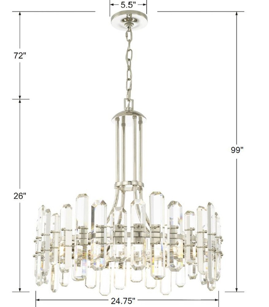 Crystorama BOLTON BOL-8888-PN Chandelier Modern - Polished Nickel