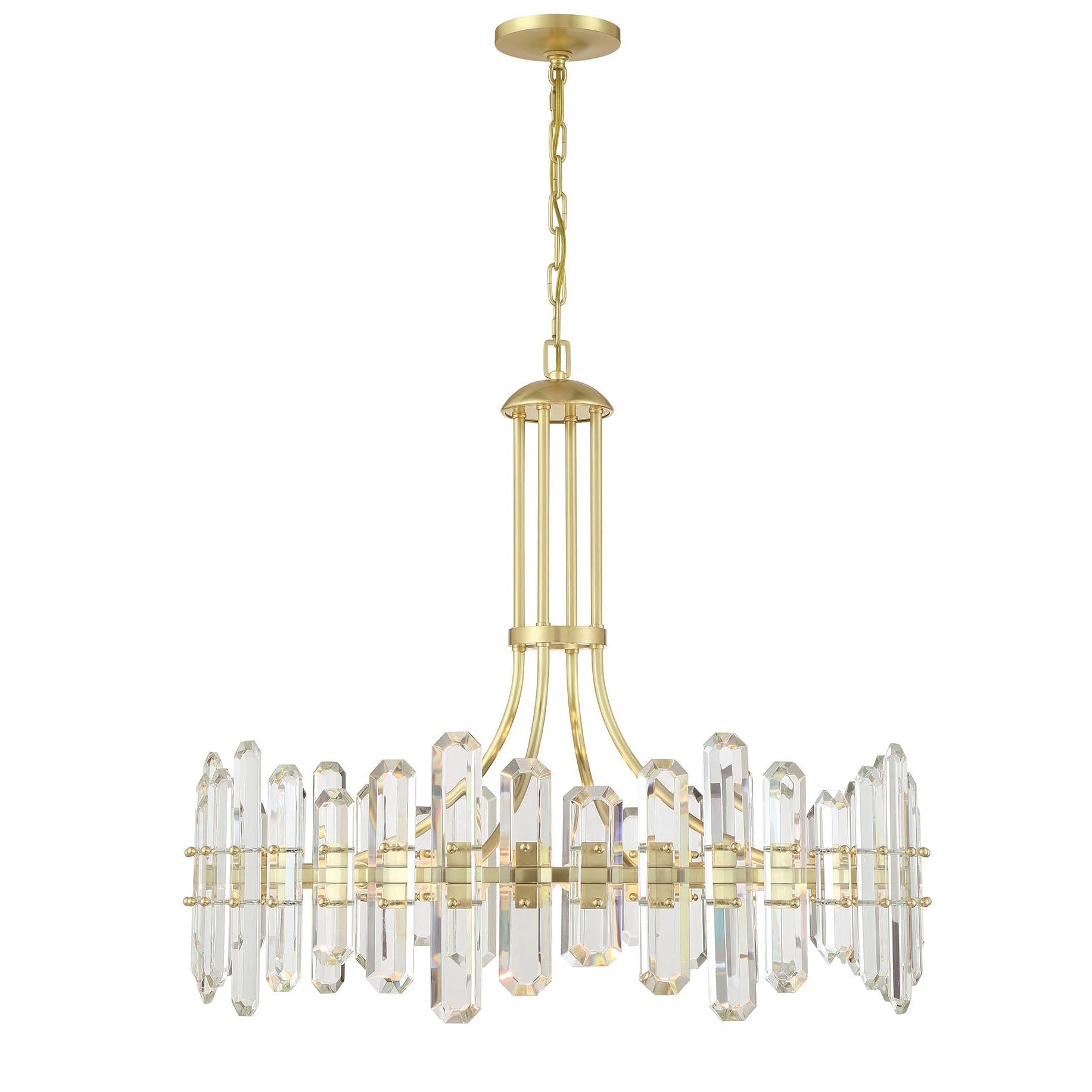 Crystorama Bolton BOL-8889-AG – 31 Inch – 12 Light – Chandelier – Aged Brass – Dry Rated
