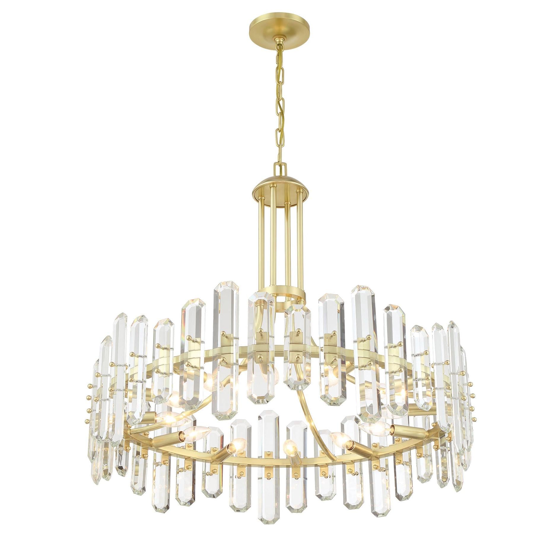 Crystorama Bolton BOL-8889-AG – 31 Inch – 12 Light – Chandelier – Aged Brass – Dry Rated