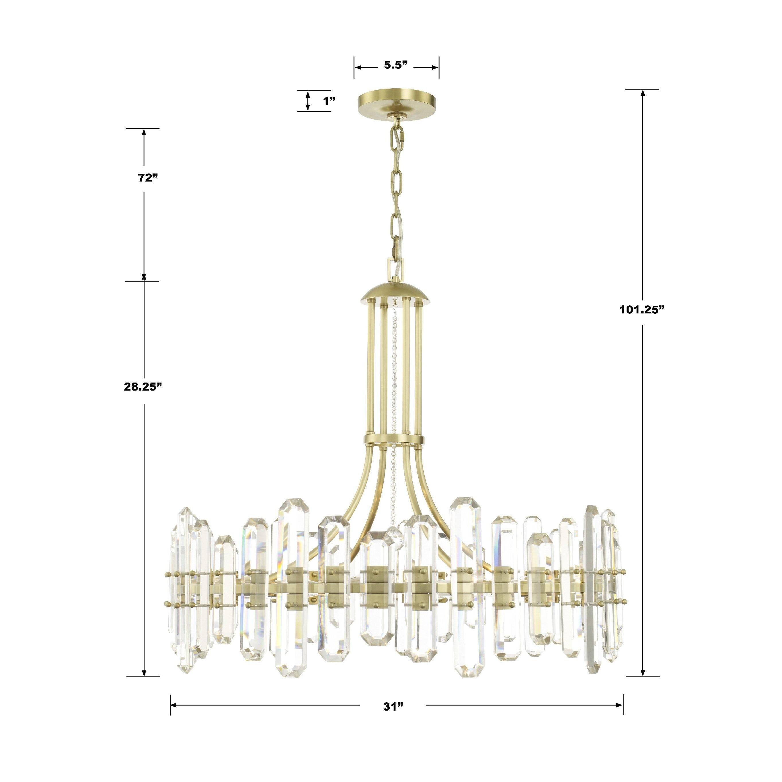 Crystorama Bolton BOL-8889-AG – 31 Inch – 12 Light – Chandelier – Aged Brass – Dry Rated