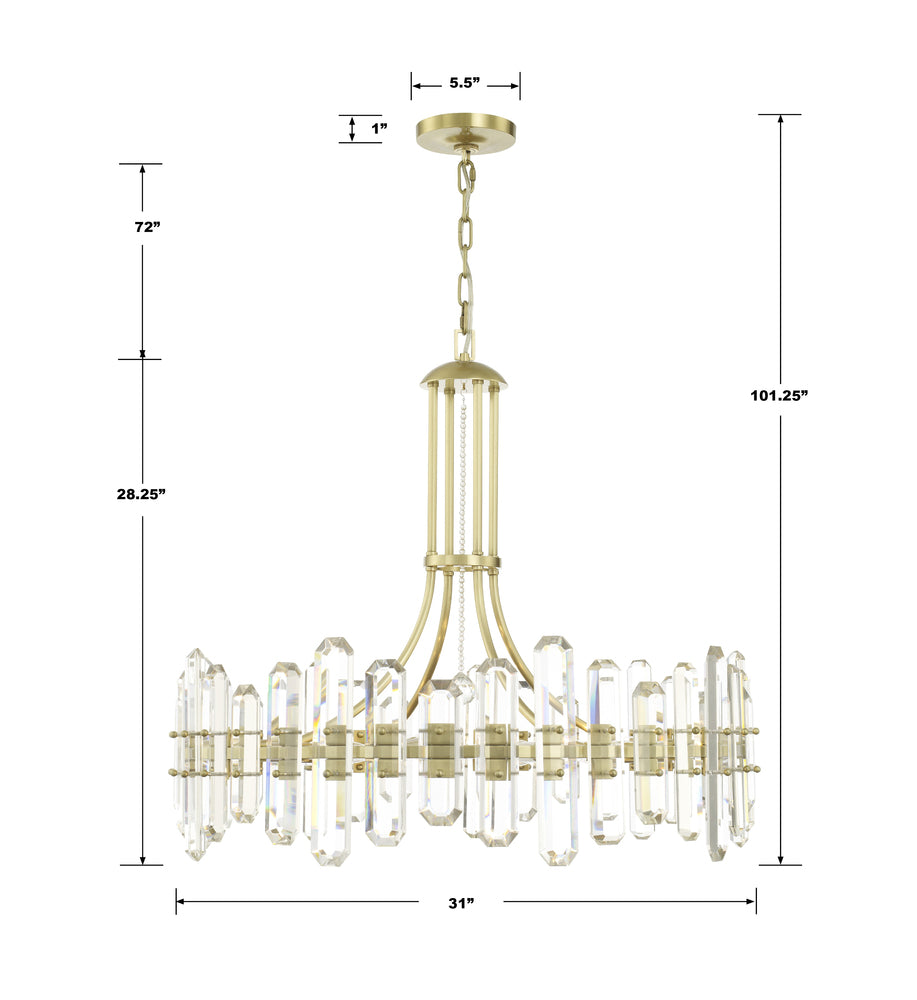 Crystorama BOLTON BOL-8889-AG Chandelier Modern - Aged Brass