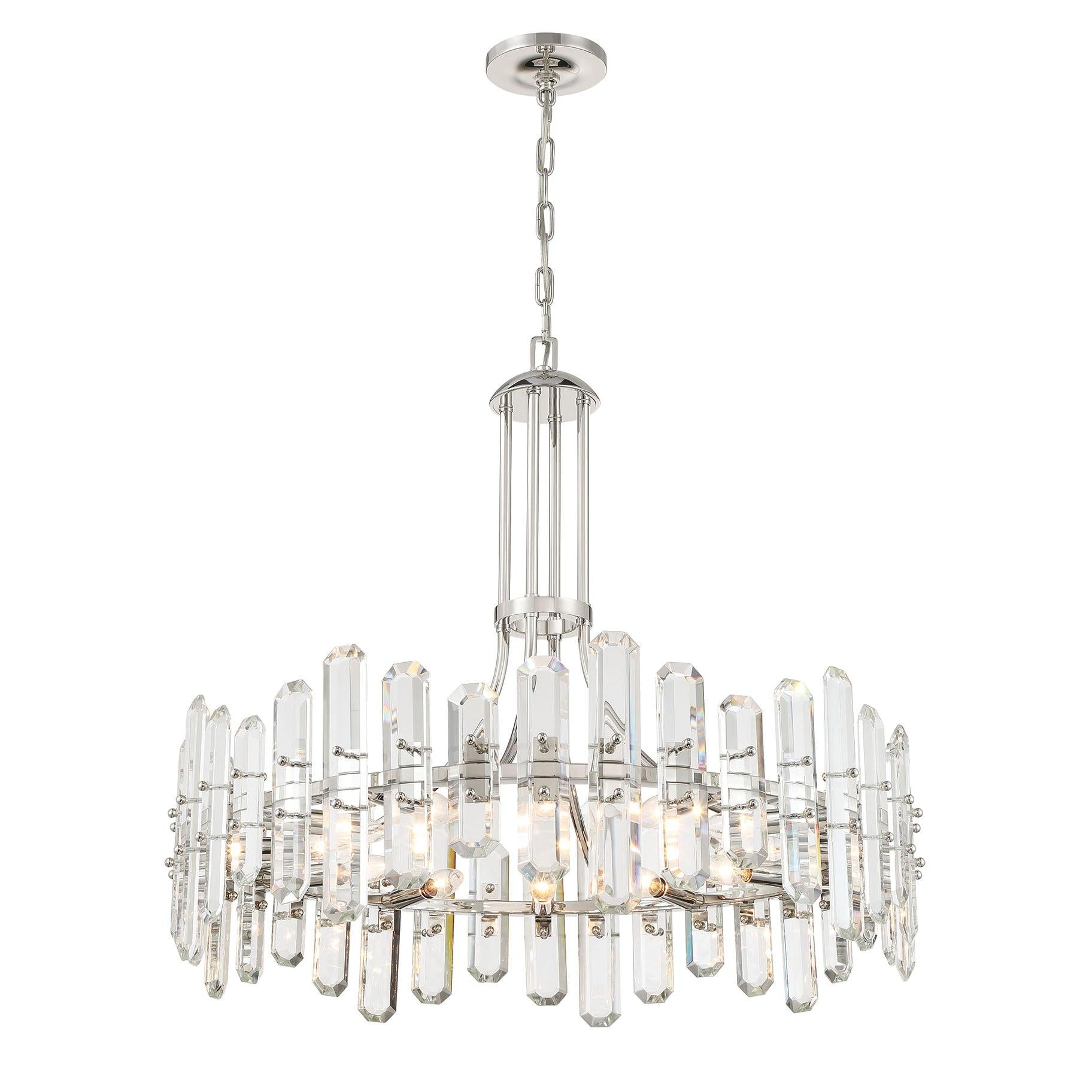 Crystorama Bolton BOL-8889-PN – 31 Inch – 12 Light – Chandelier – Polished Nickel – Dry Rated
