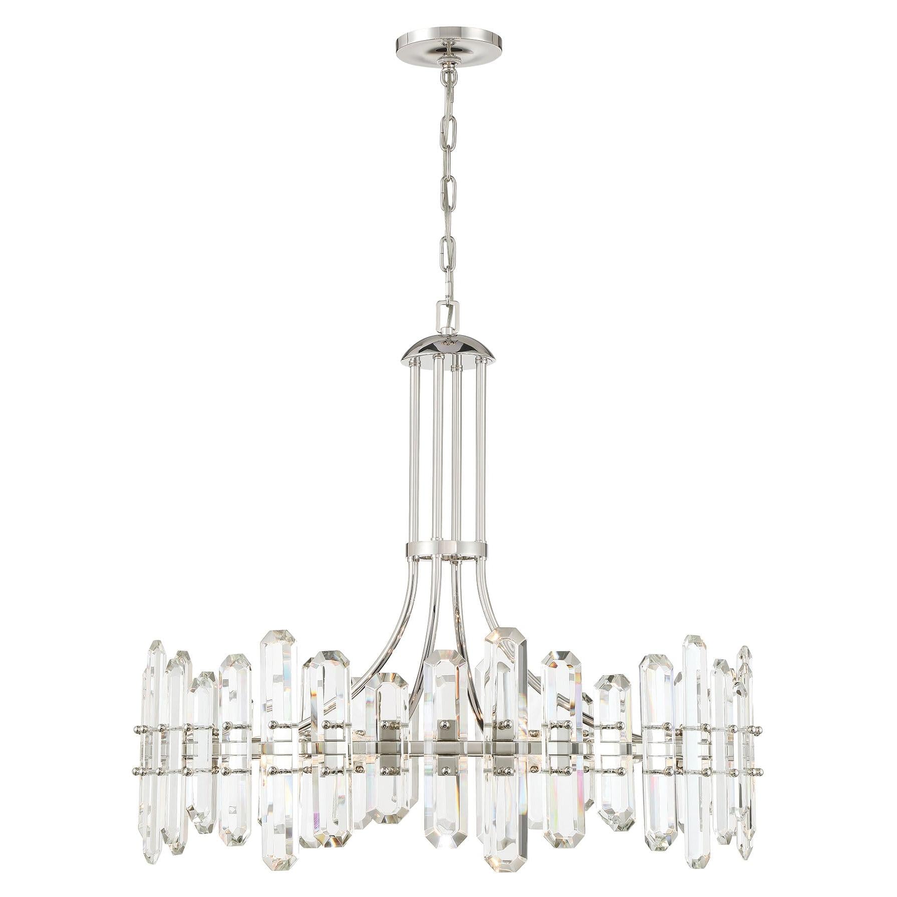 Crystorama Bolton BOL-8889-PN – 31 Inch – 12 Light – Chandelier – Polished Nickel – Dry Rated