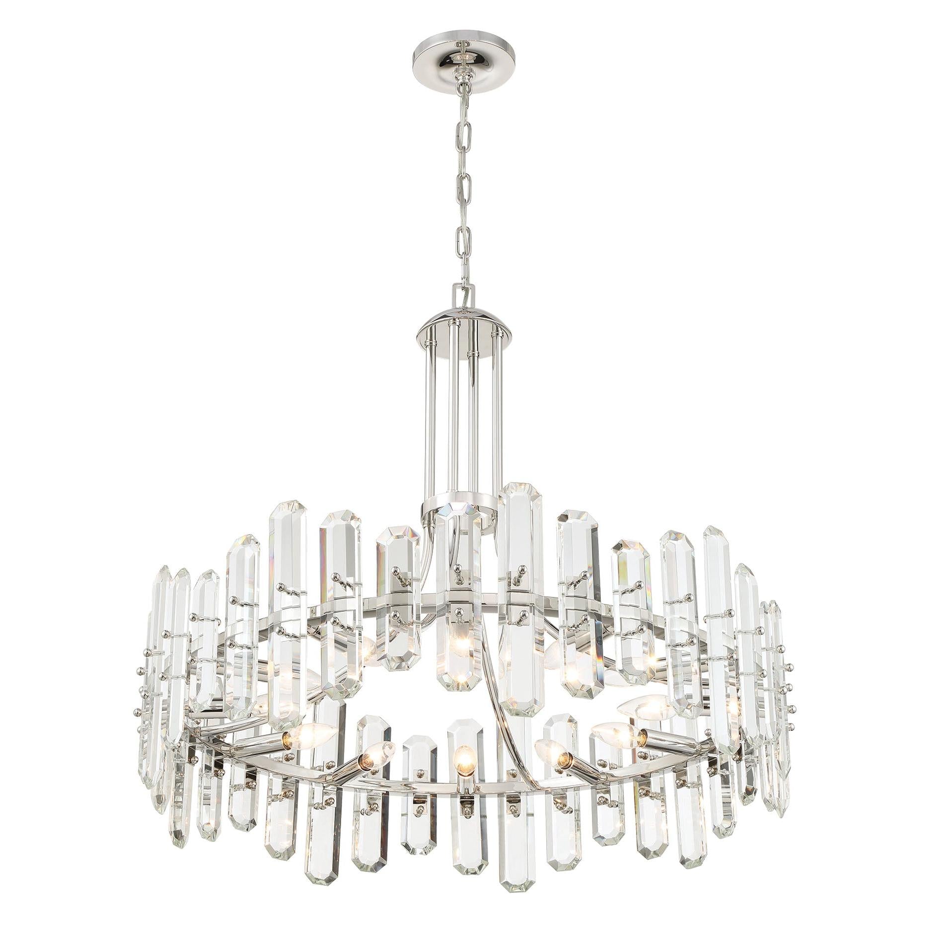 Crystorama Bolton BOL-8889-PN – 31 Inch – 12 Light – Chandelier – Polished Nickel – Dry Rated