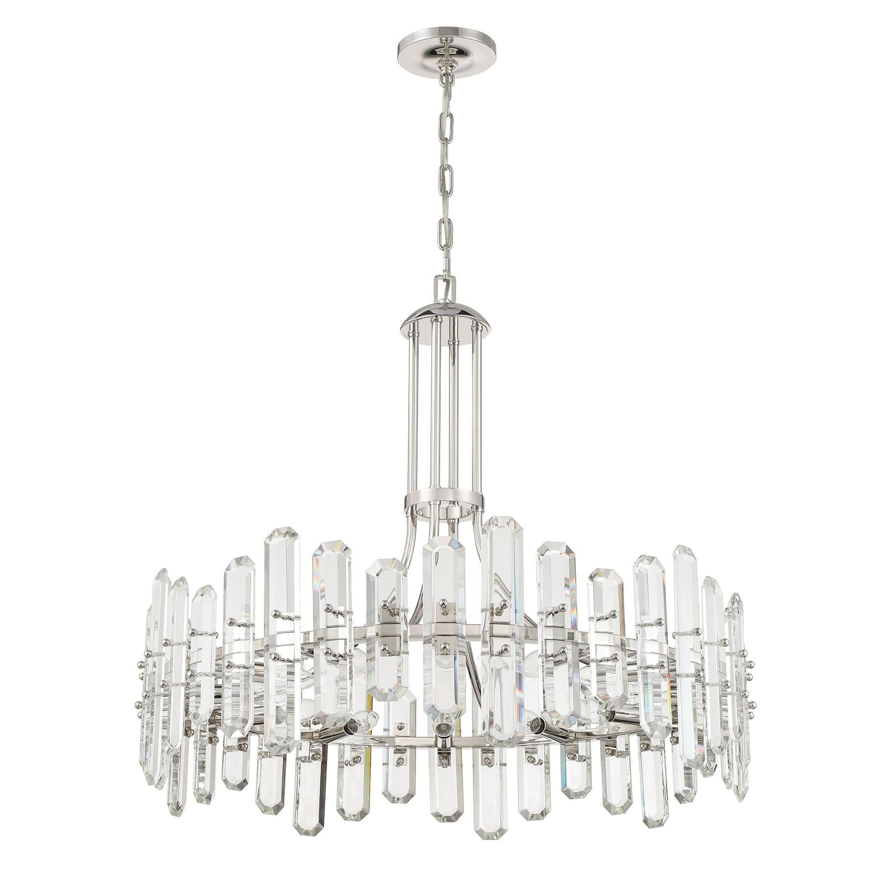 Crystorama Bolton BOL-8889-PN – 31 Inch – 12 Light – Chandelier – Polished Nickel – Dry Rated