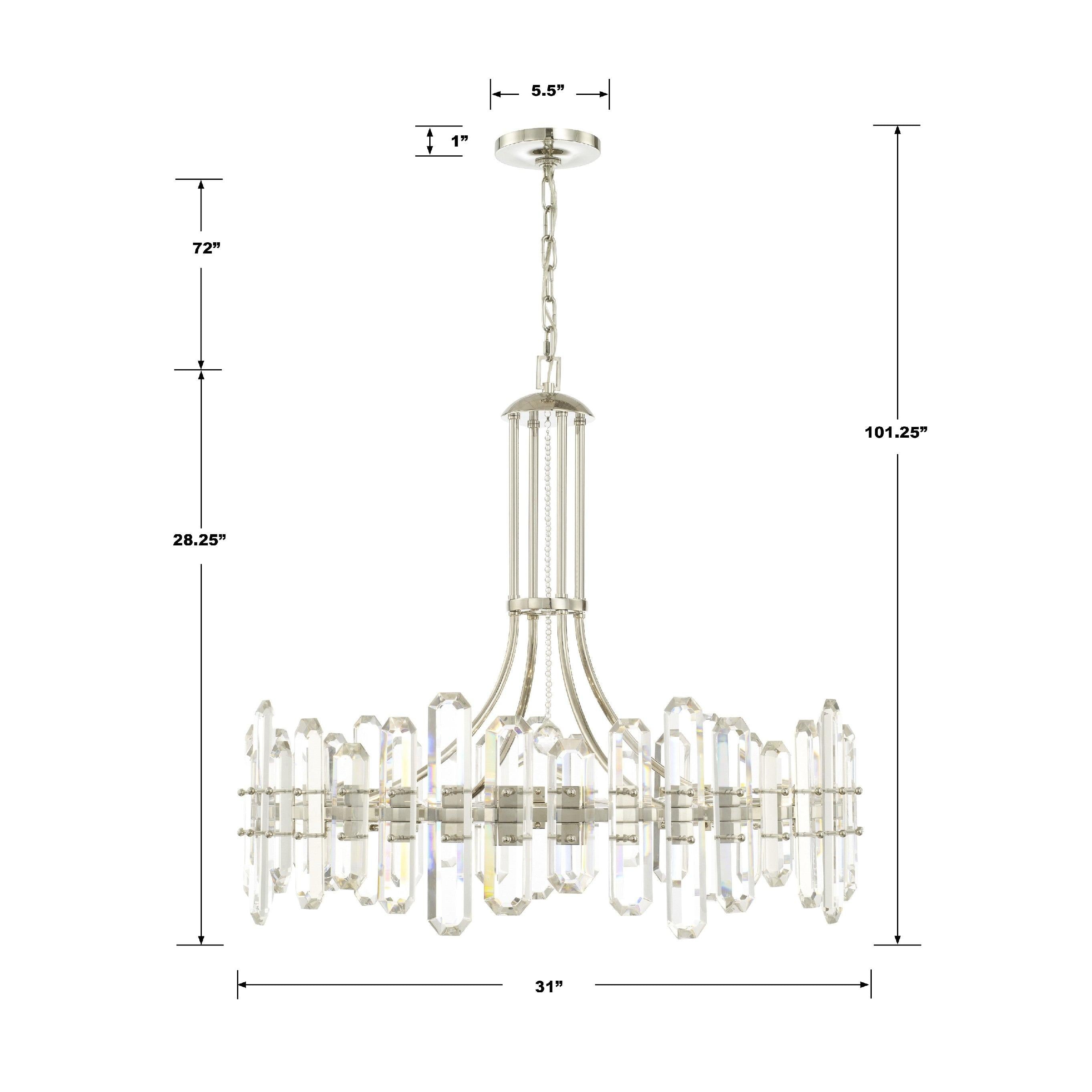 Crystorama Bolton BOL-8889-PN – 31 Inch – 12 Light – Chandelier – Polished Nickel – Dry Rated