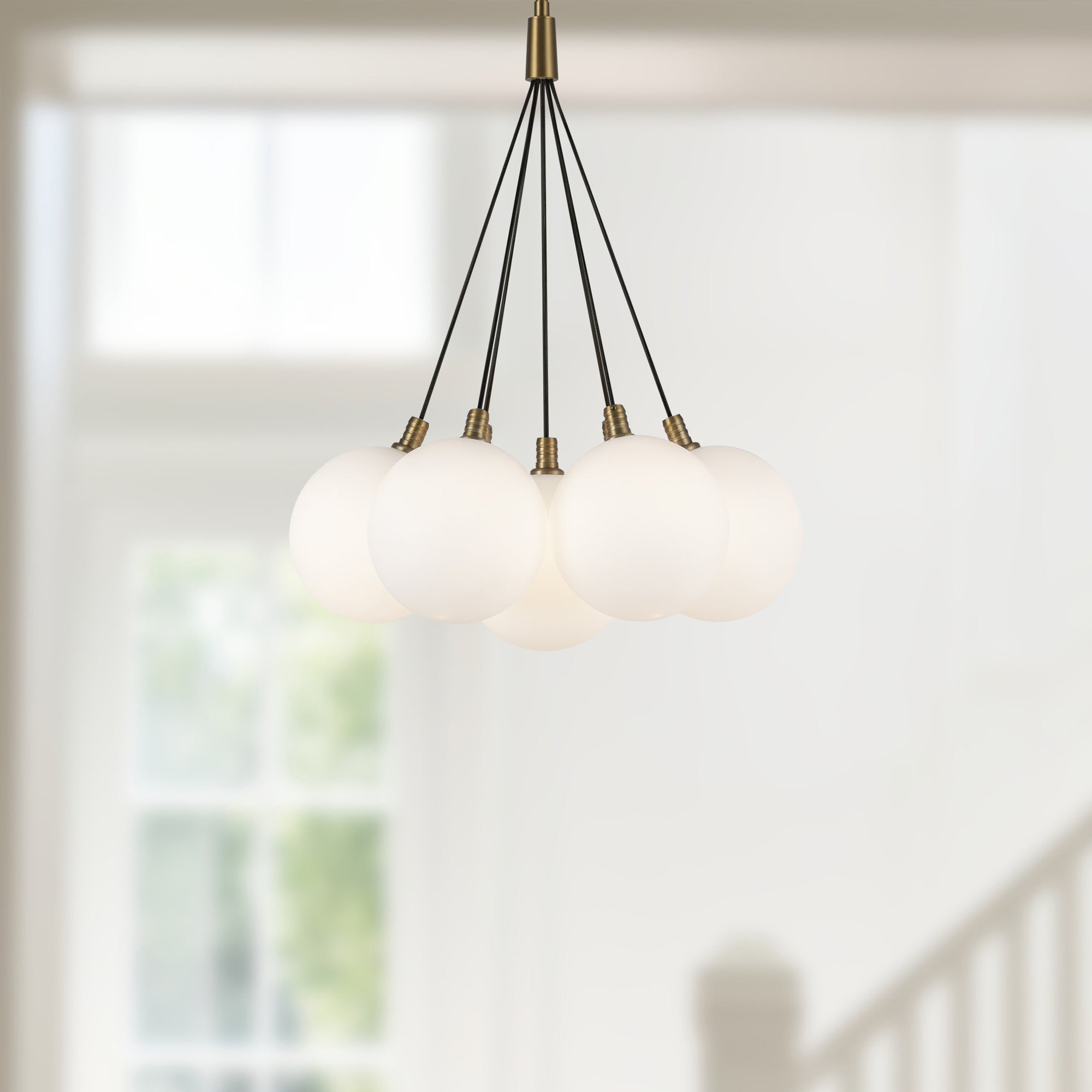 Bolla 16-in Brushed Gold/Opal Glass LED Chandelier