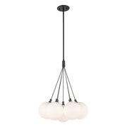 Bolla 16-in Black/Opal Glass LED Chandelier